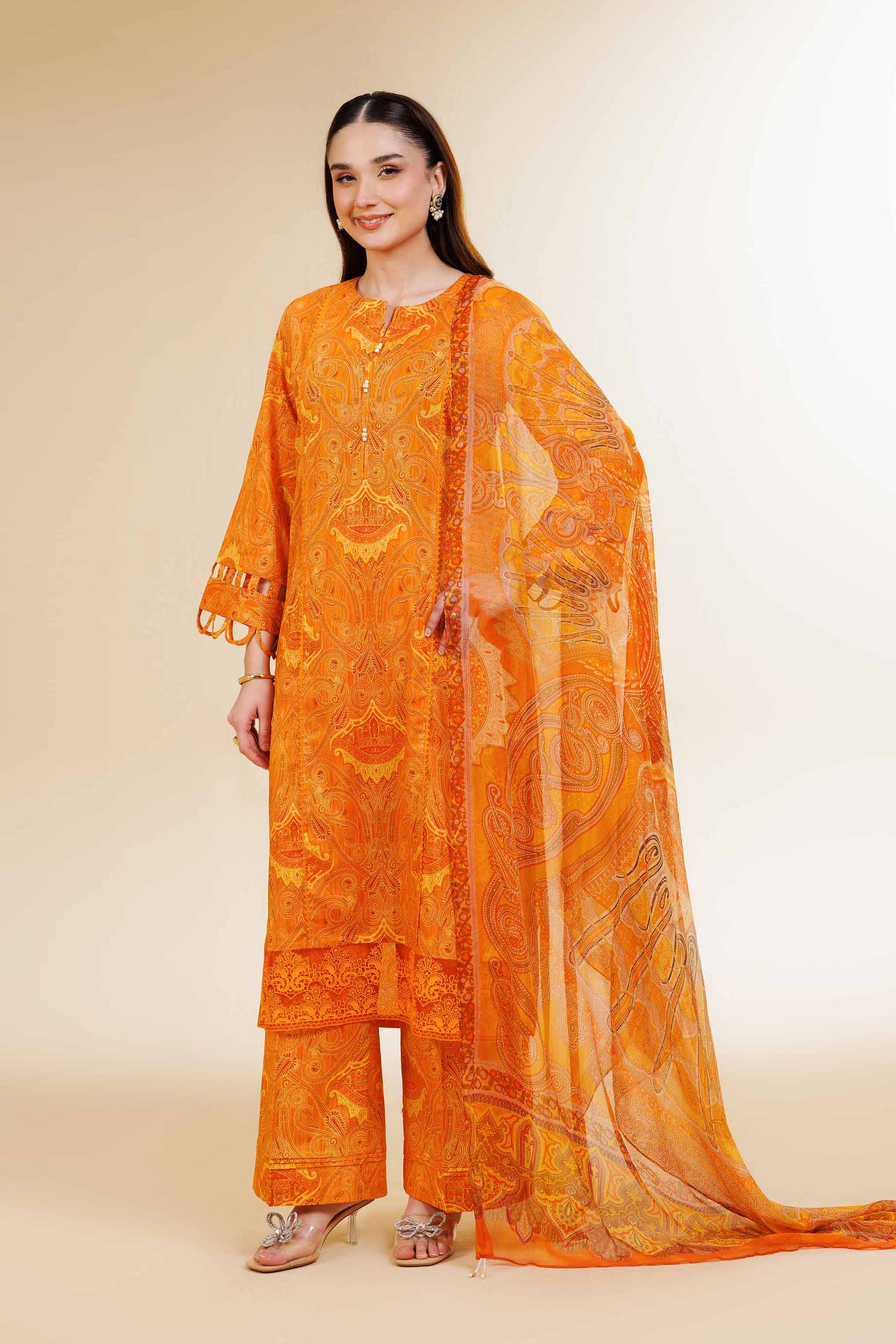 3 Piece - Printed With Laces Suit - 42501326 for Women - Unstitched Collection | Nishat | Shop Online