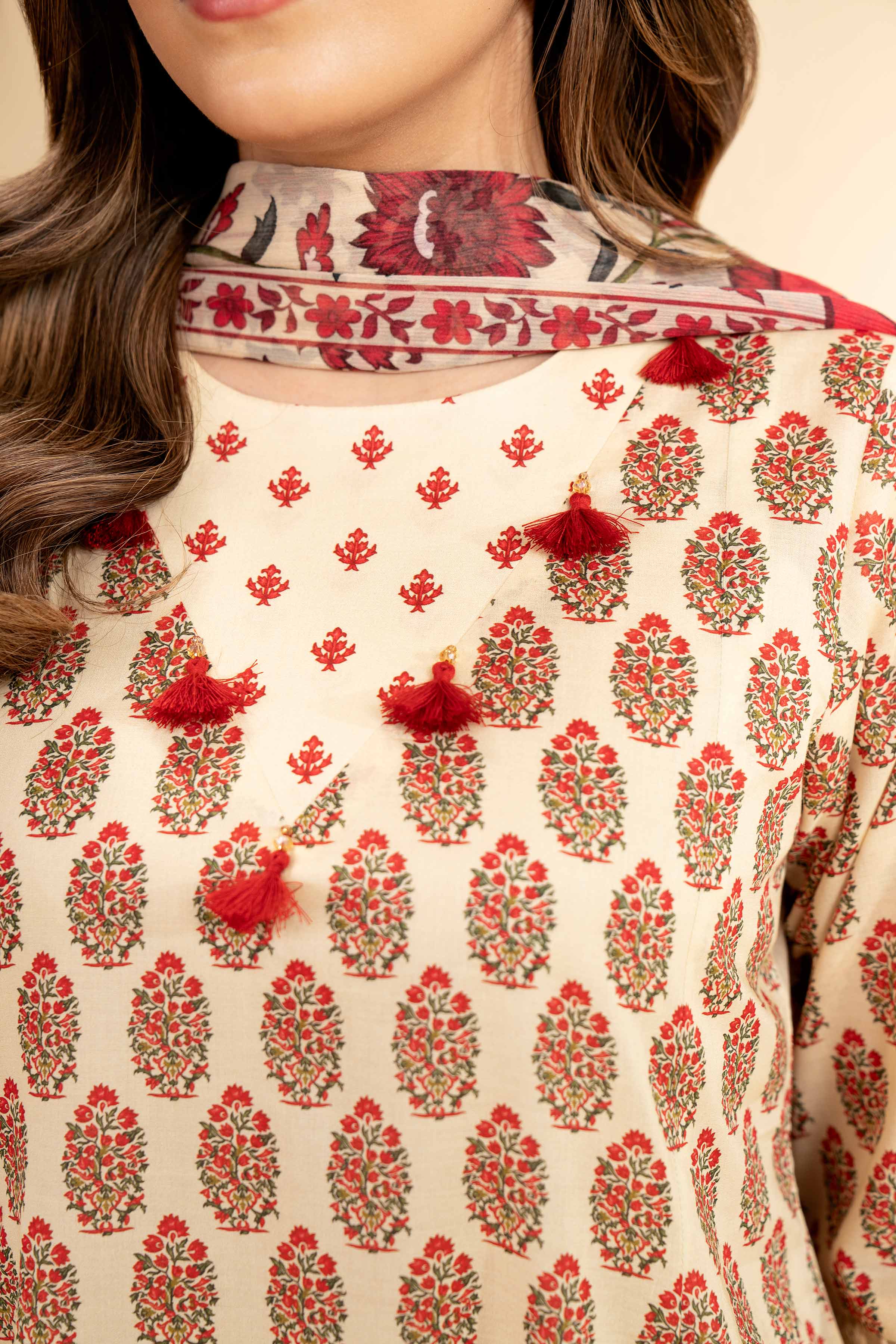 3 Piece - Printed With Laces Suit - 42501327 for Women - Unstitched Collection | Nishat | Shop Online