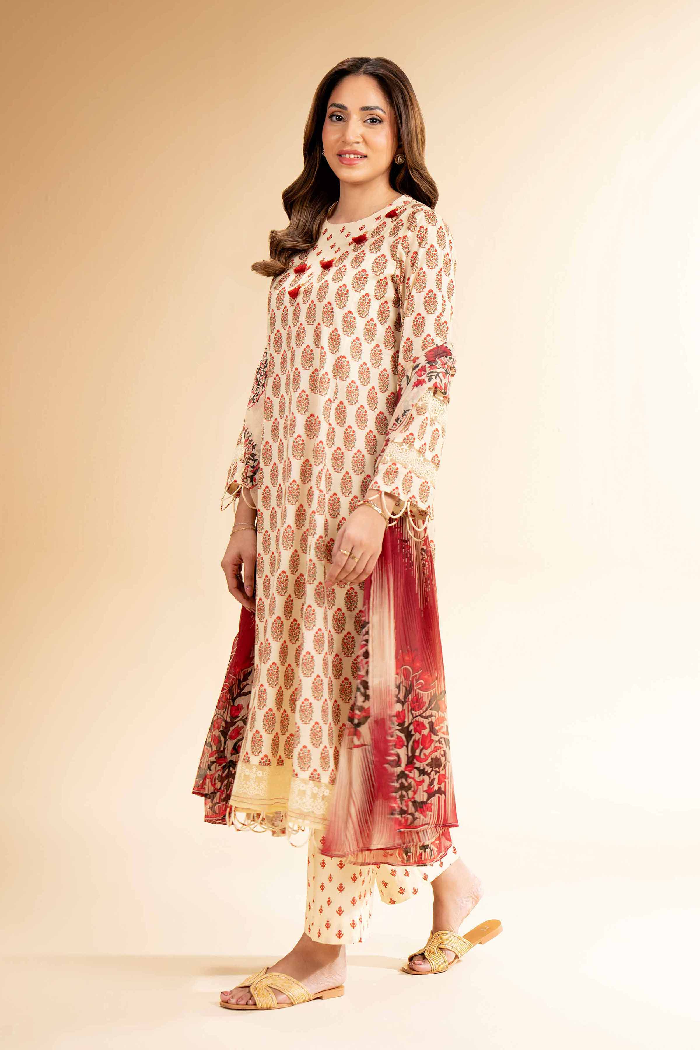 3 Piece - Printed With Laces Suit - 42501327 for Women - Unstitched Collection | Nishat | Shop Online