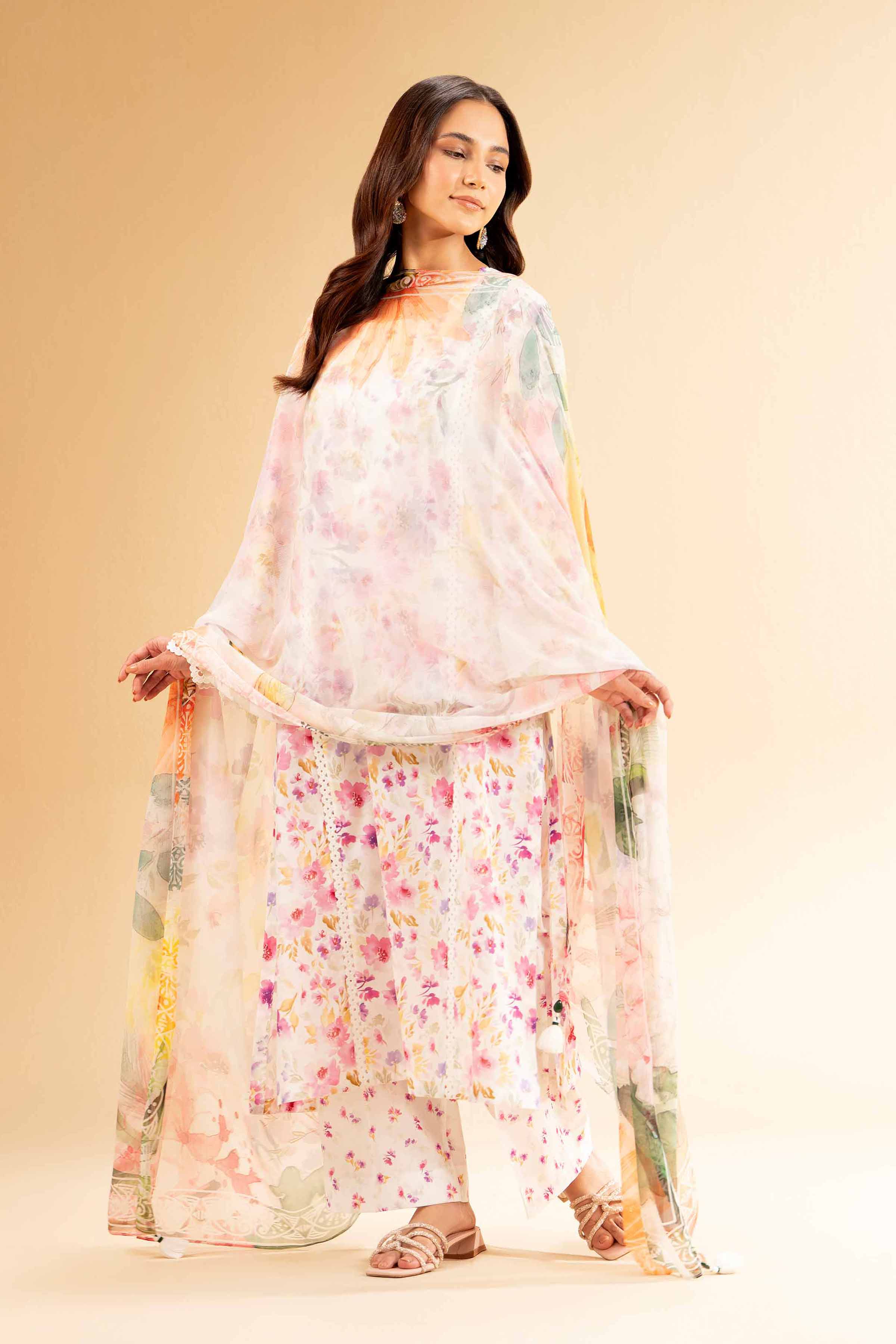 3 Piece - Printed With Laces Suit - 42501328 for Women - Unstitched Collection | Nishat | Shop Online