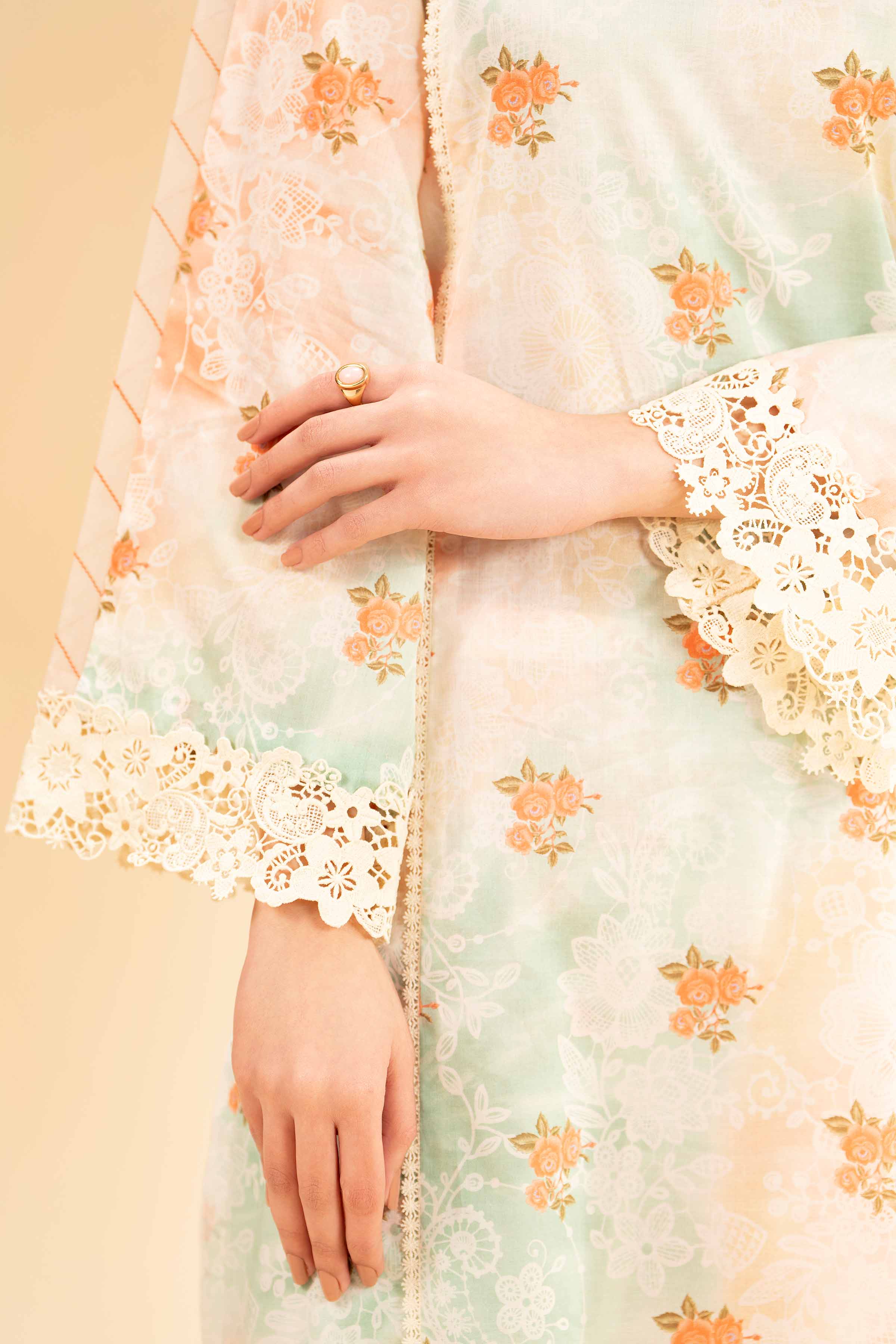 3 Piece - Printed With Laces Suit - 42501329 for Women - Unstitched Collection | Nishat | Shop Online