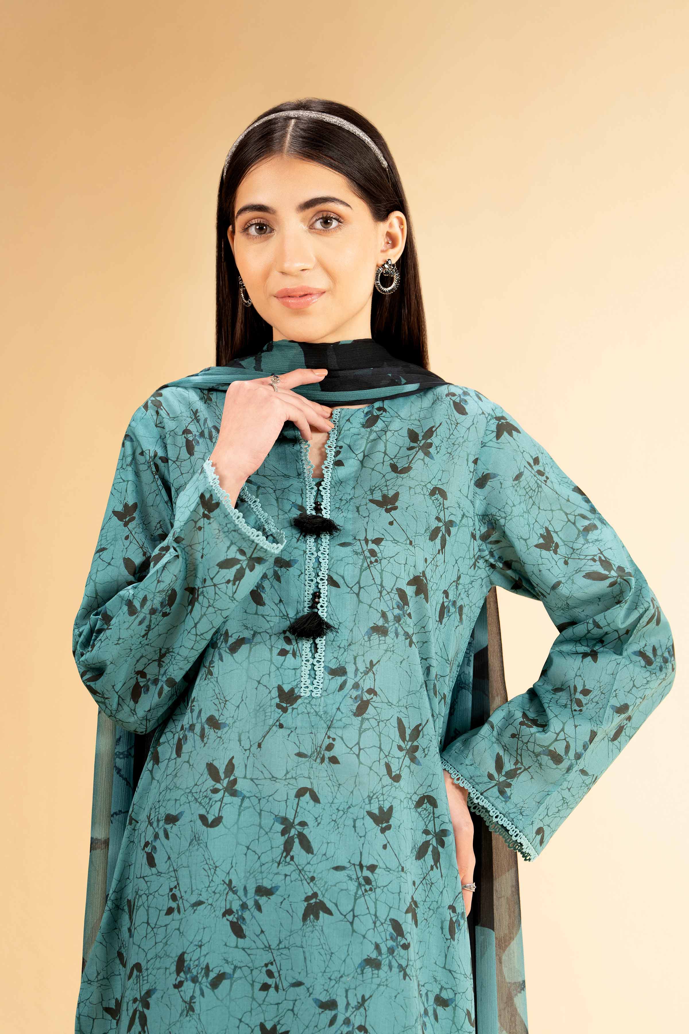 3 Piece - Printed With Laces Suit - 42501330 for Women - Unstitched Collection | Nishat | Shop Online