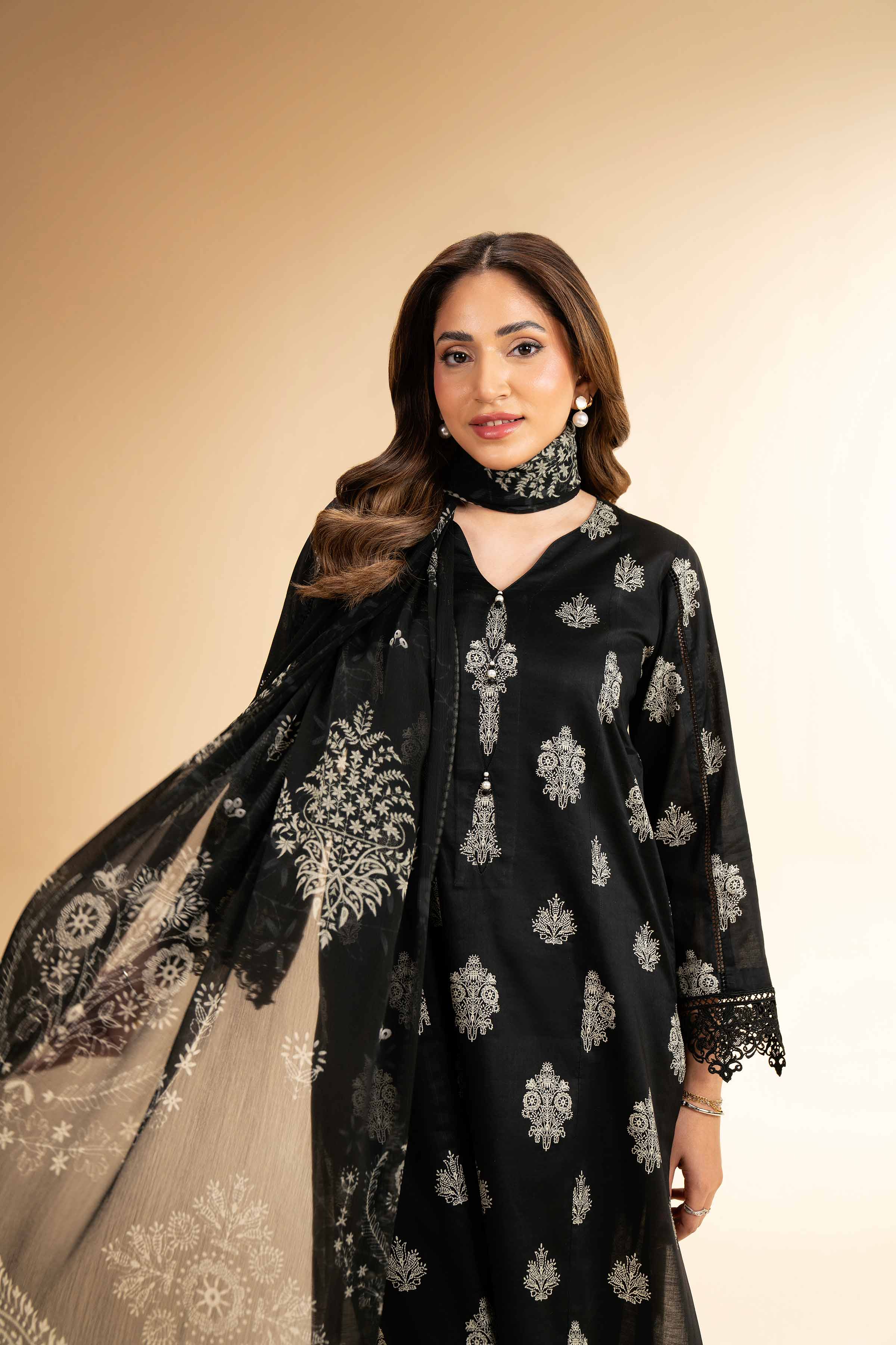3 Piece - Printed With Laces Suit - 42501331 for Women - Unstitched Collection | Nishat | Shop Online