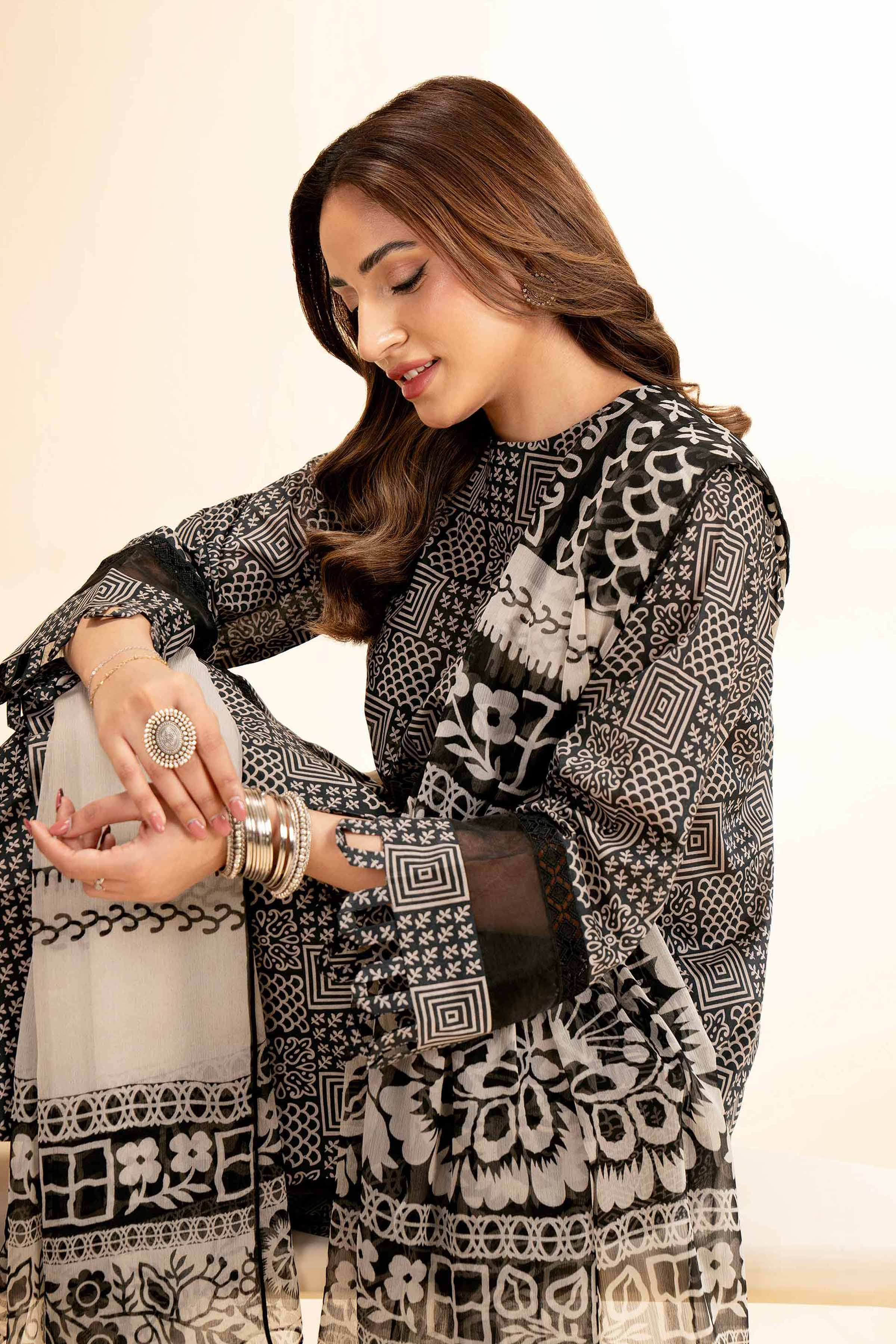 3 Piece - Printed With Laces Suit - 42501334 for Women - Unstitched Collection | Nishat | Shop Online