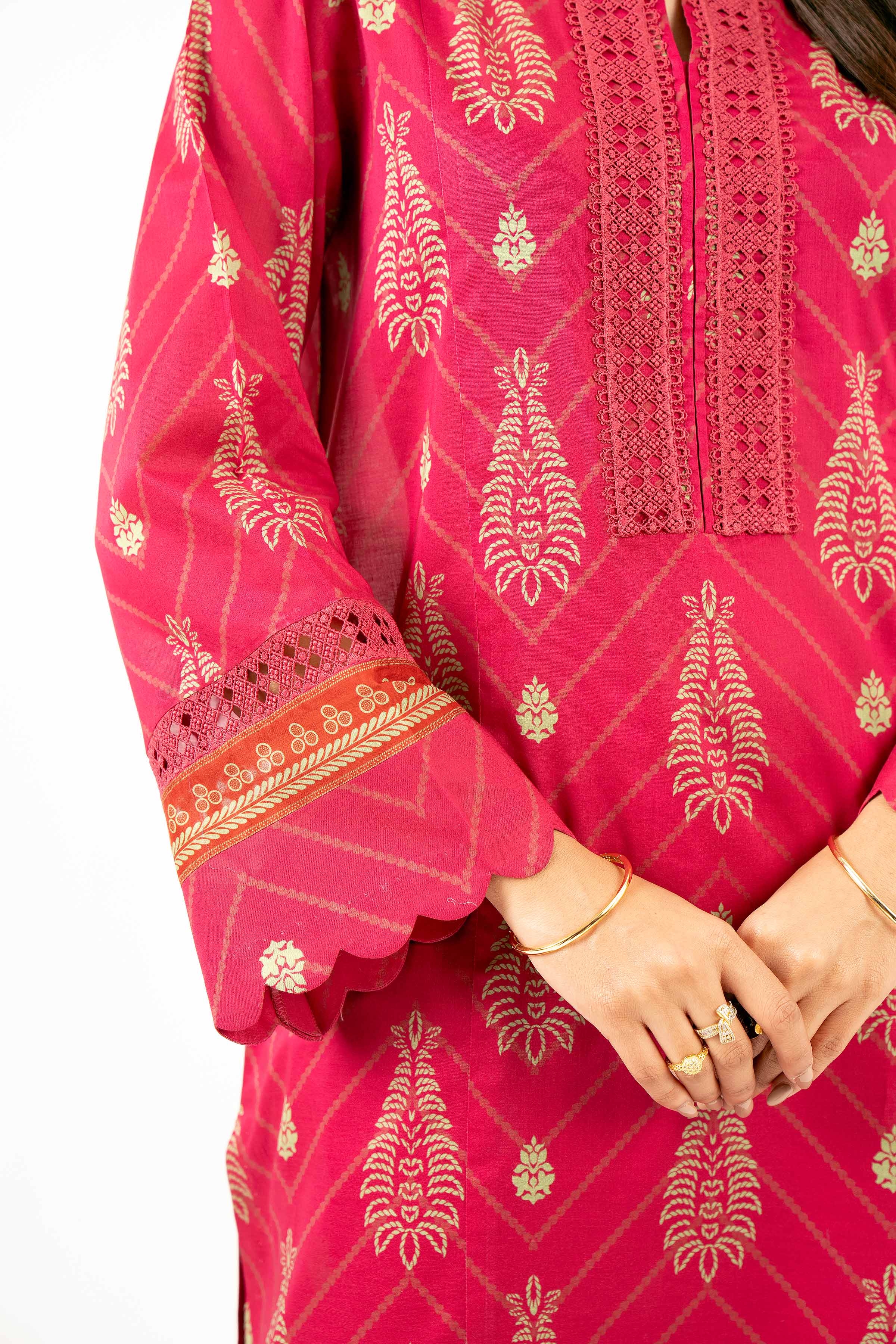 3 Piece - Printed With Laces Suit - 42501335 for Women - Unstitched Collection | Nishat | Shop Online