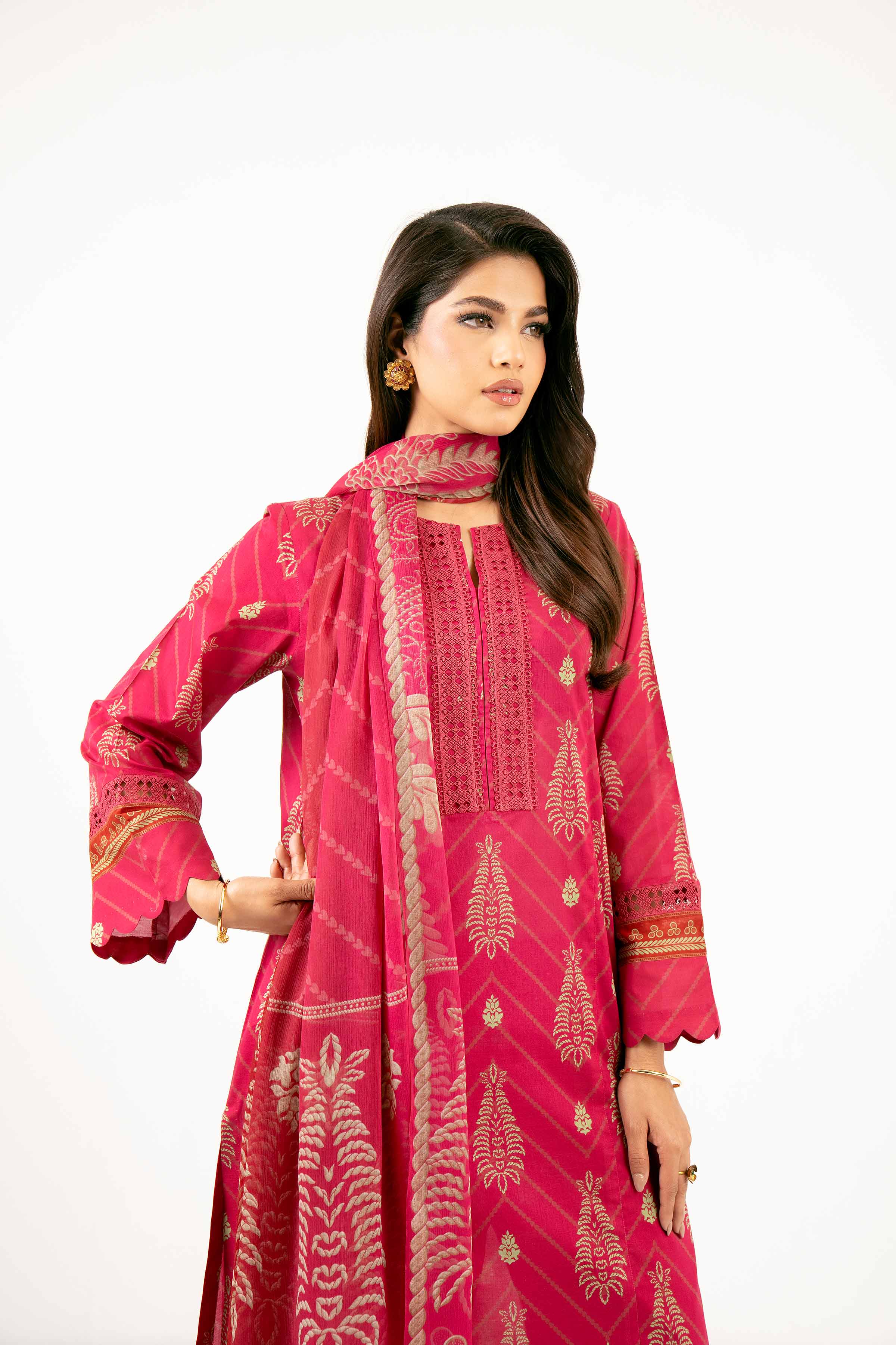 3 Piece - Printed With Laces Suit - 42501335 for Women - Unstitched Collection | Nishat | Shop Online