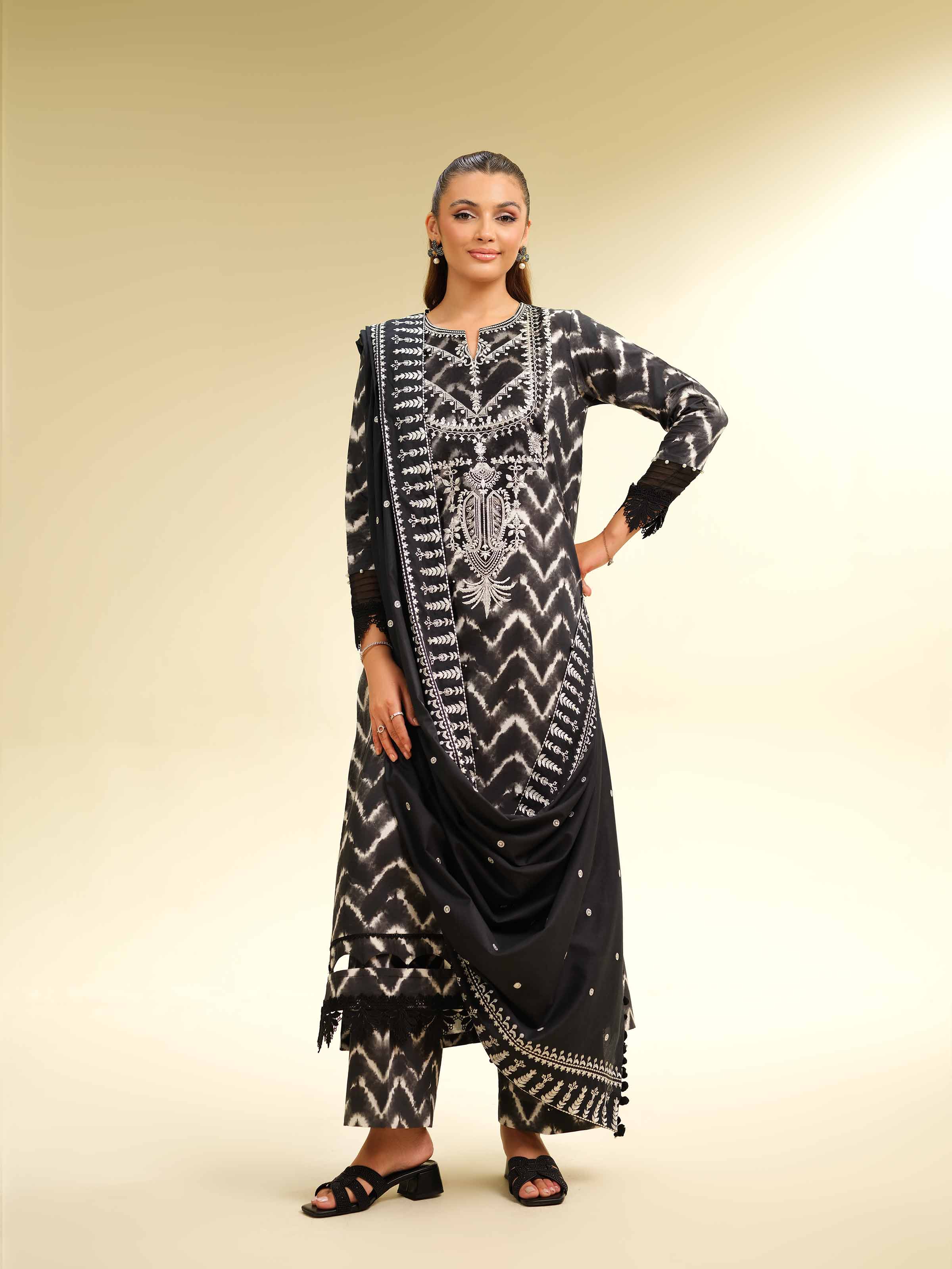 3 Piece - Printed Embroidered Suit - 42501365 for Women - Unstitched Collection | Nishat | Shop Online