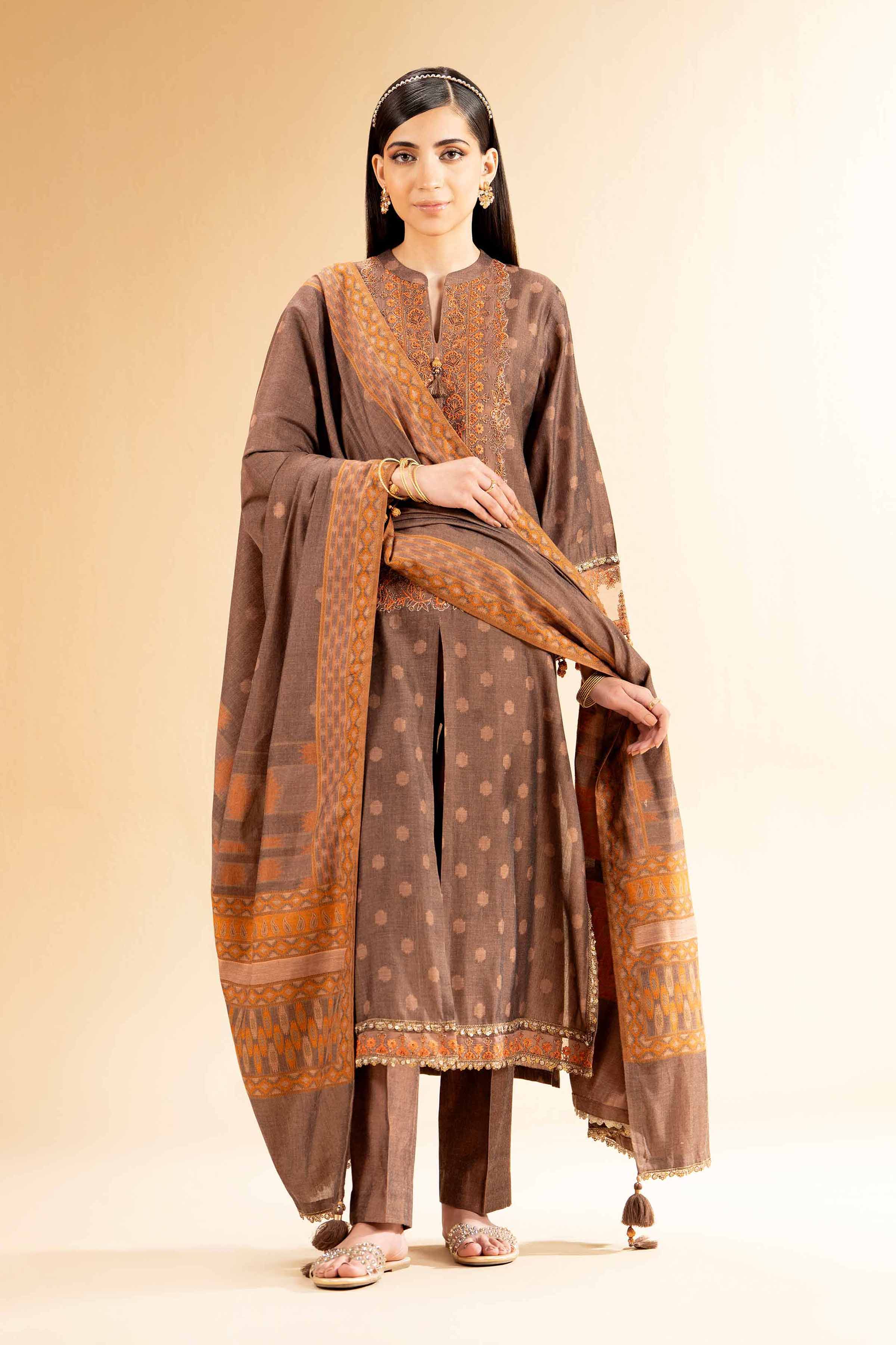 3 Piece - Jacquard Embroidered Suit - 42501396 for Women - Unstitched Collection | Nishat | Shop Online