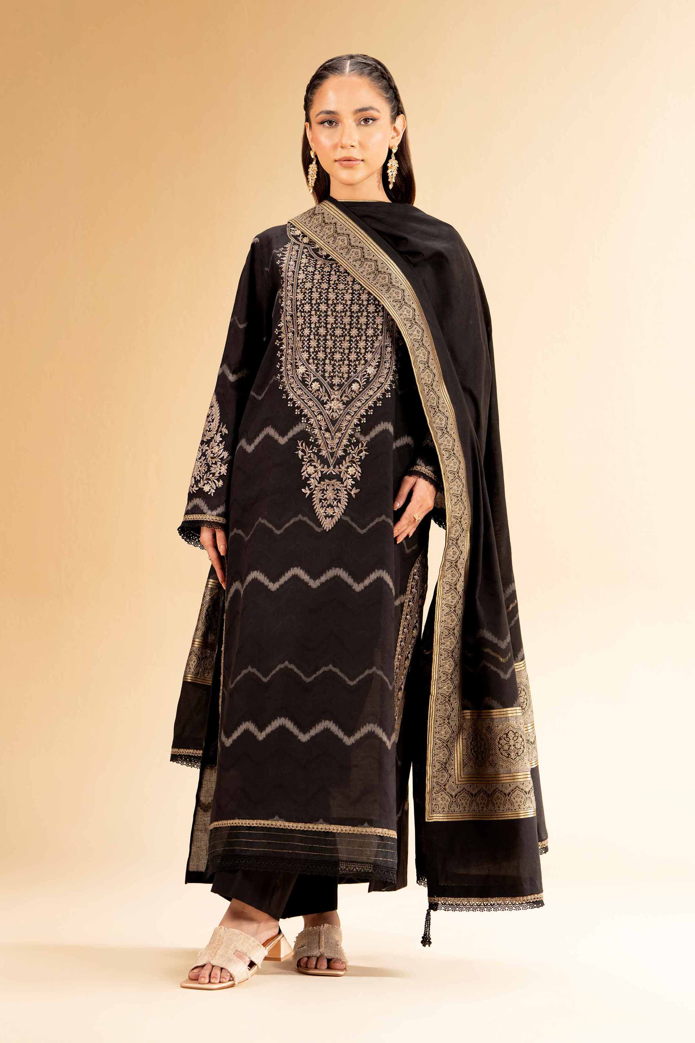 3 Piece - Jacquard Embroidered Suit - 42501398 for Women - Unstitched Collection | Nishat | Shop Online