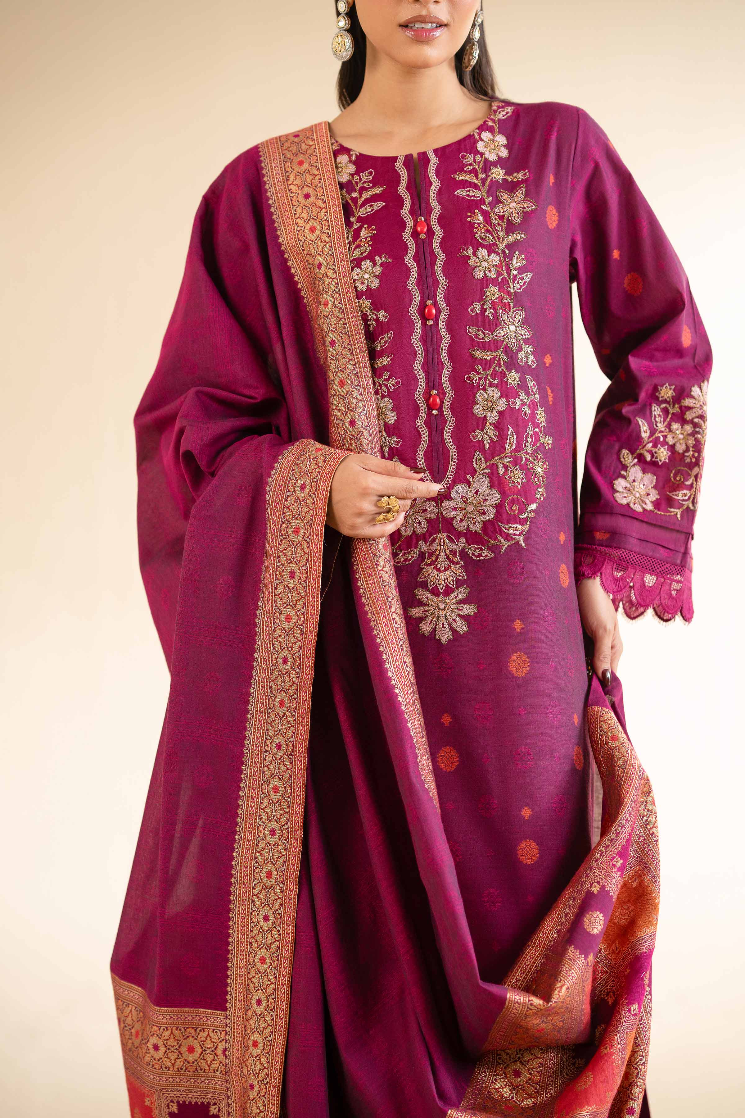 3 Piece - Jacquard Embroidered Suit - 42501399 for Women - Unstitched Collection | Nishat | Shop Online