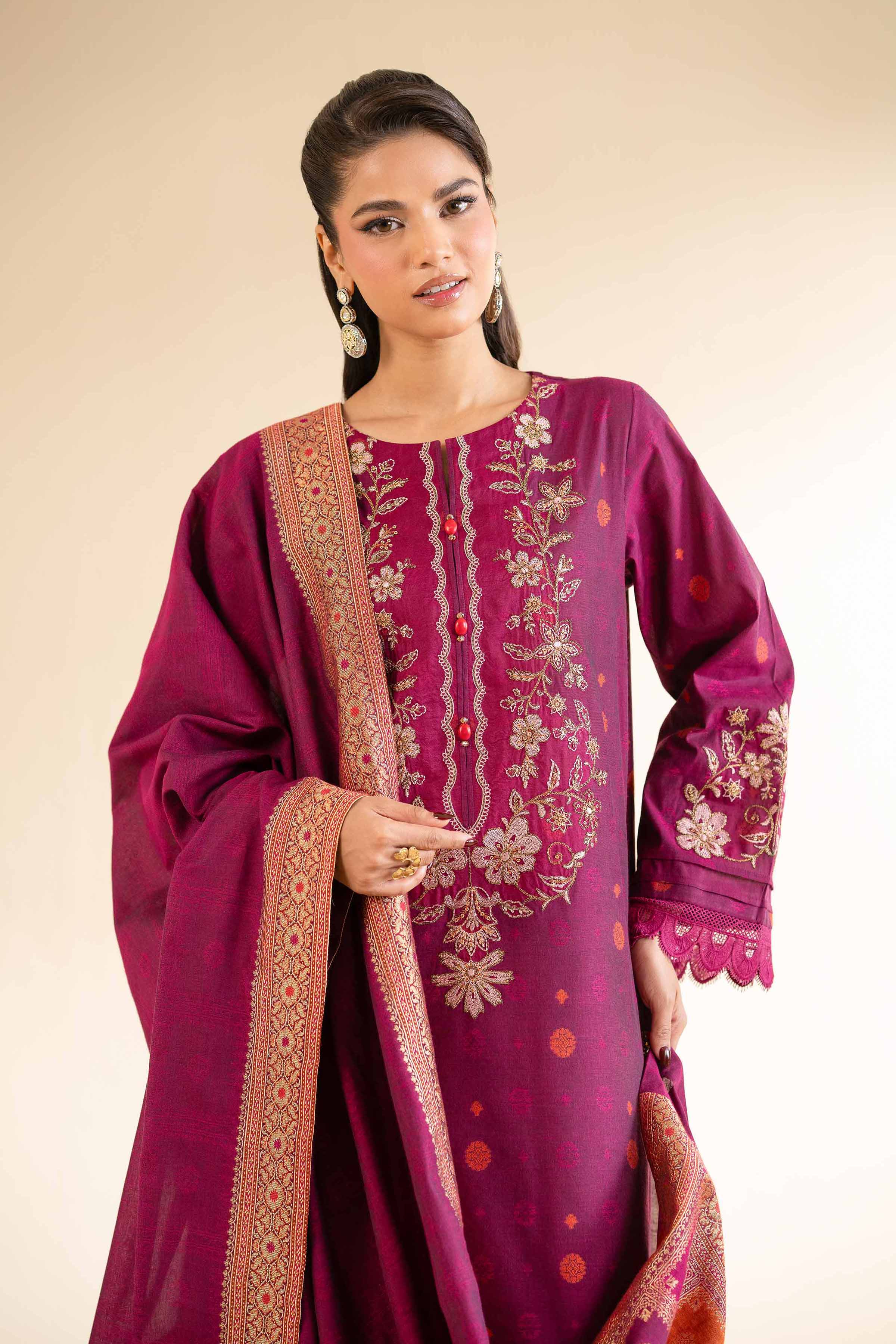 3 Piece - Jacquard Embroidered Suit - 42501399 for Women - Unstitched Collection | Nishat | Shop Online