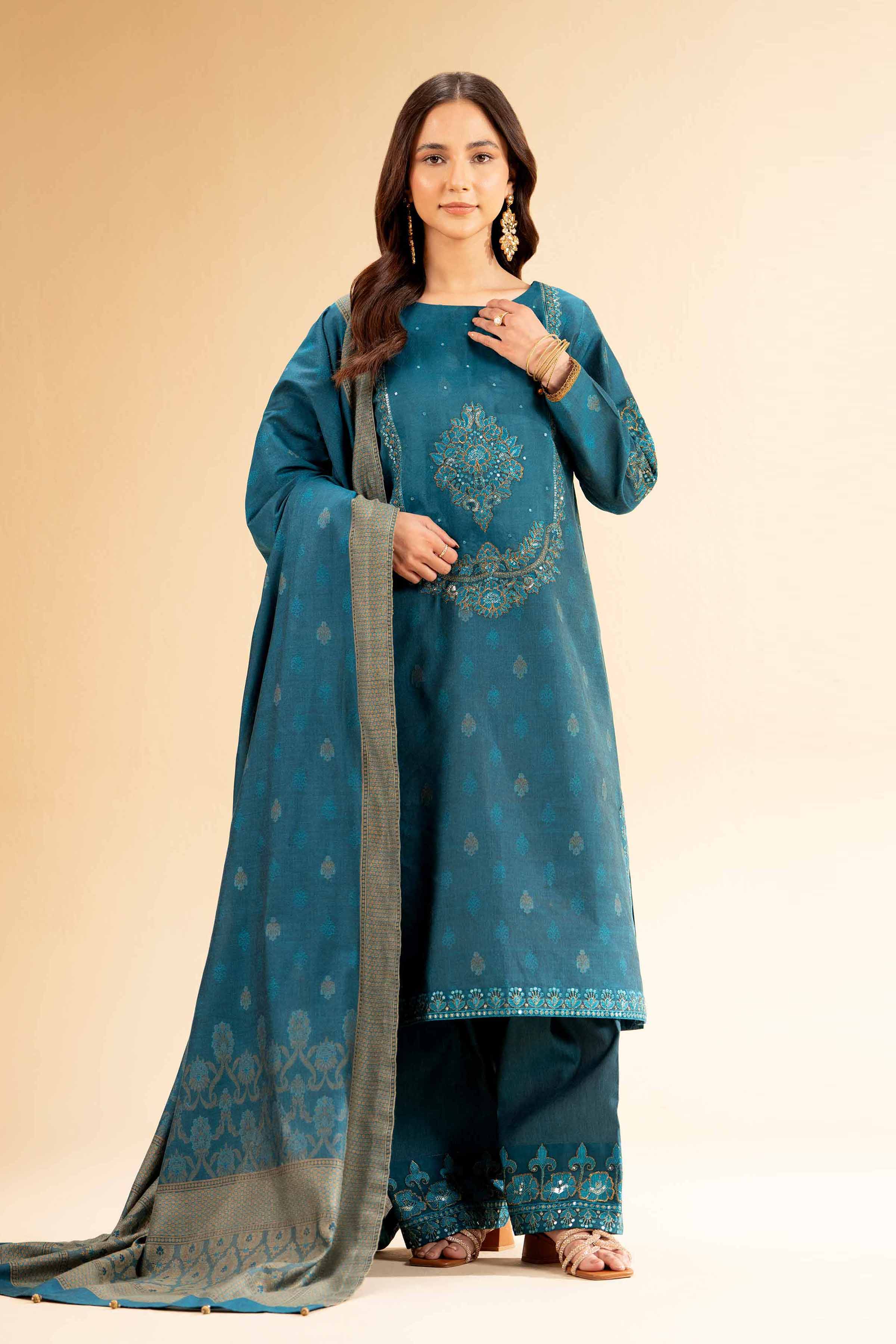 3 Piece - Jacquard Embroidered Suit - 42501402 for Women - Unstitched Collection | Nishat | Shop Online