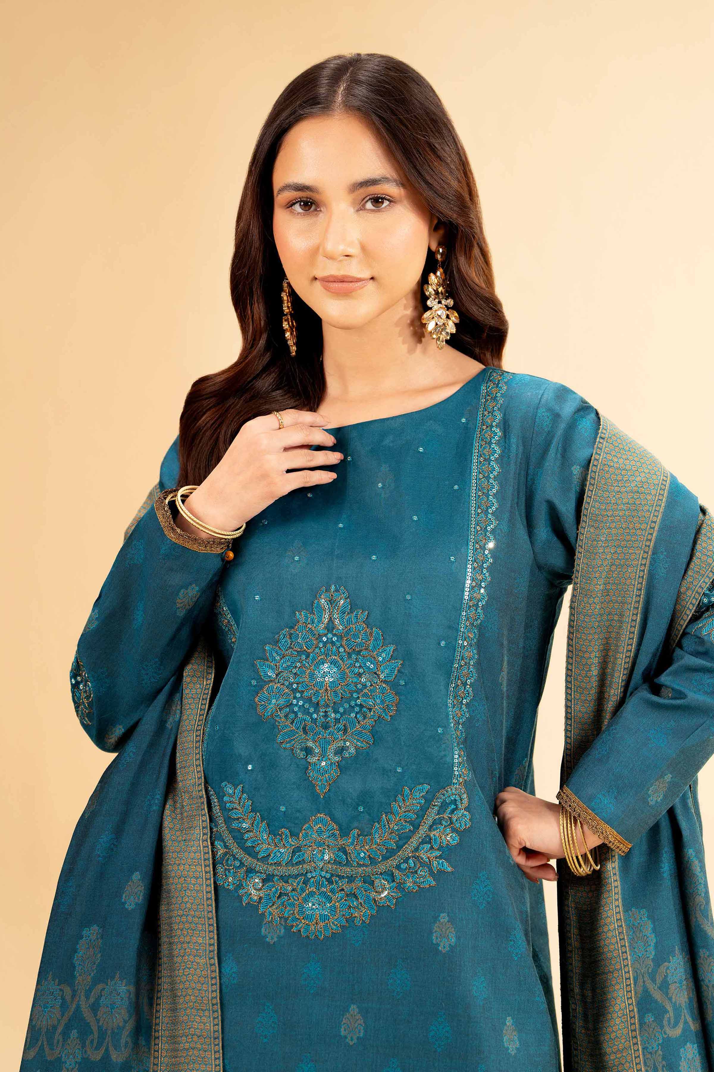 3 Piece - Jacquard Embroidered Suit - 42501402 for Women - Unstitched Collection | Nishat | Shop Online