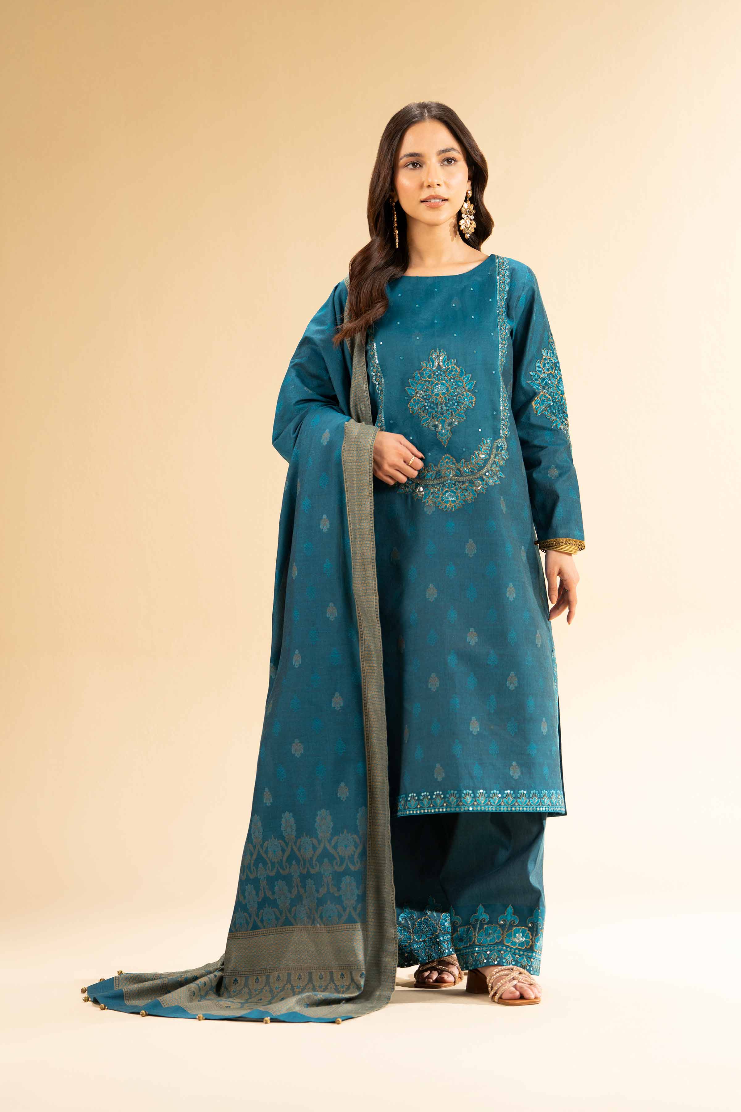 3 Piece - Jacquard Embroidered Suit - 42501402 for Women - Unstitched Collection | Nishat | Shop Online