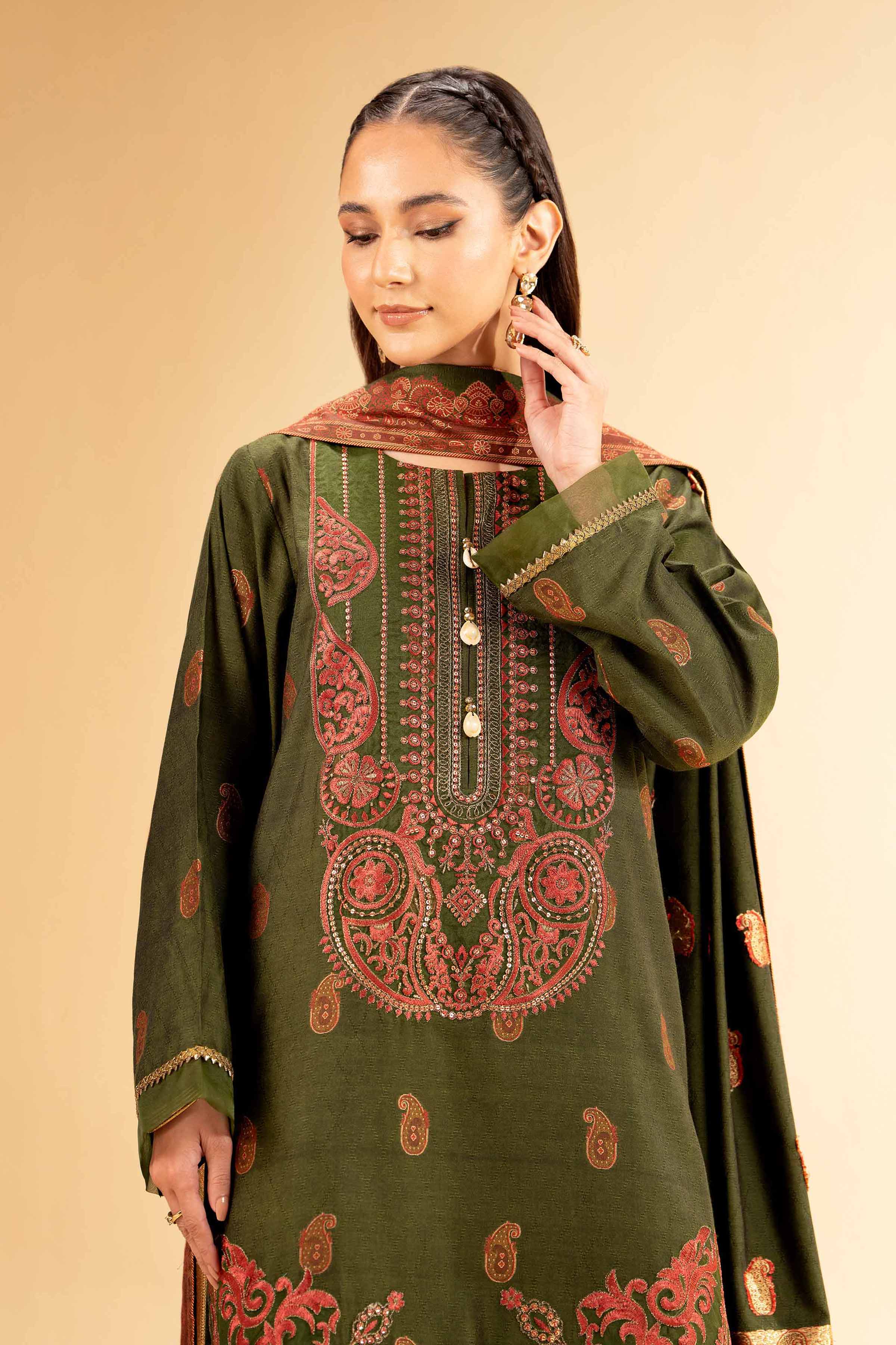 3 Piece - Jacquard Embroidered Suit - 42501404 for Women - Unstitched Collection | Nishat | Shop Online