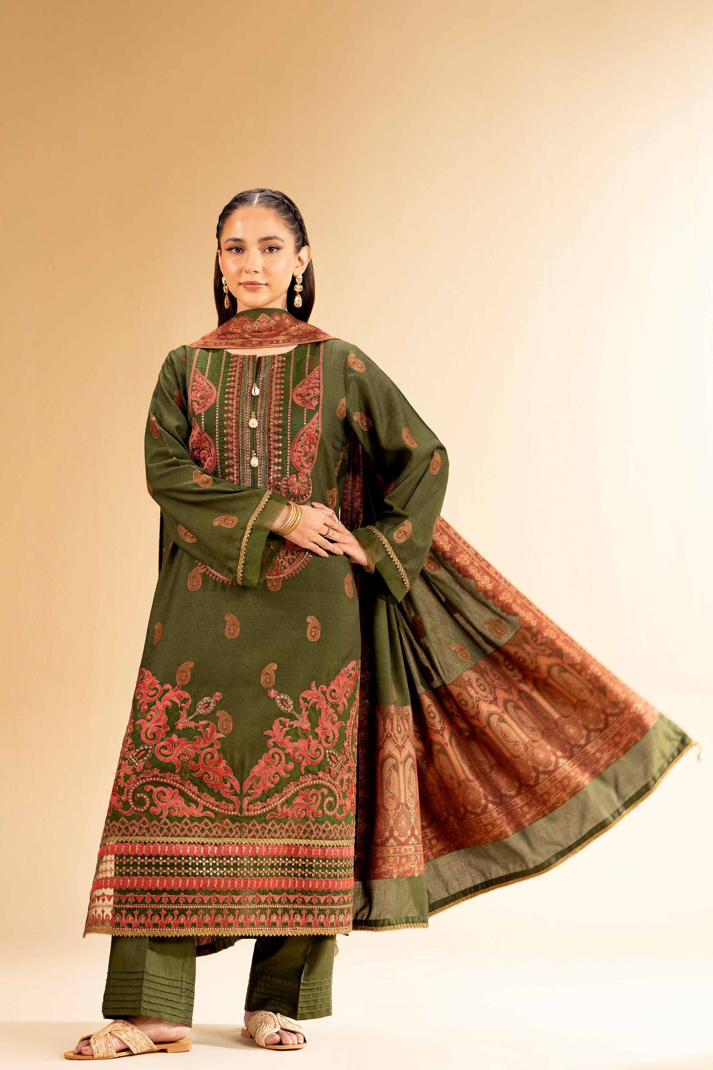 3 Piece - Jacquard Embroidered Suit - 42501404 for Women - Unstitched Collection | Nishat | Shop Online