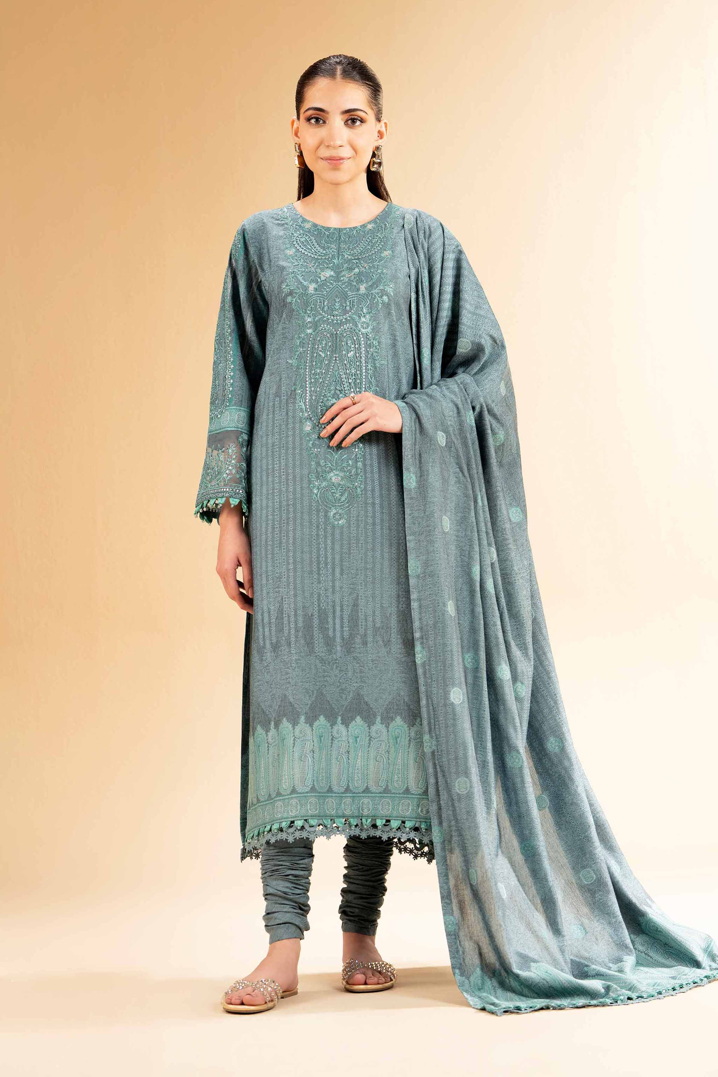 3 Piece - Jacquard Embroidered Suit - 42501405 for Women - Unstitched Collection | Nishat | Shop Online