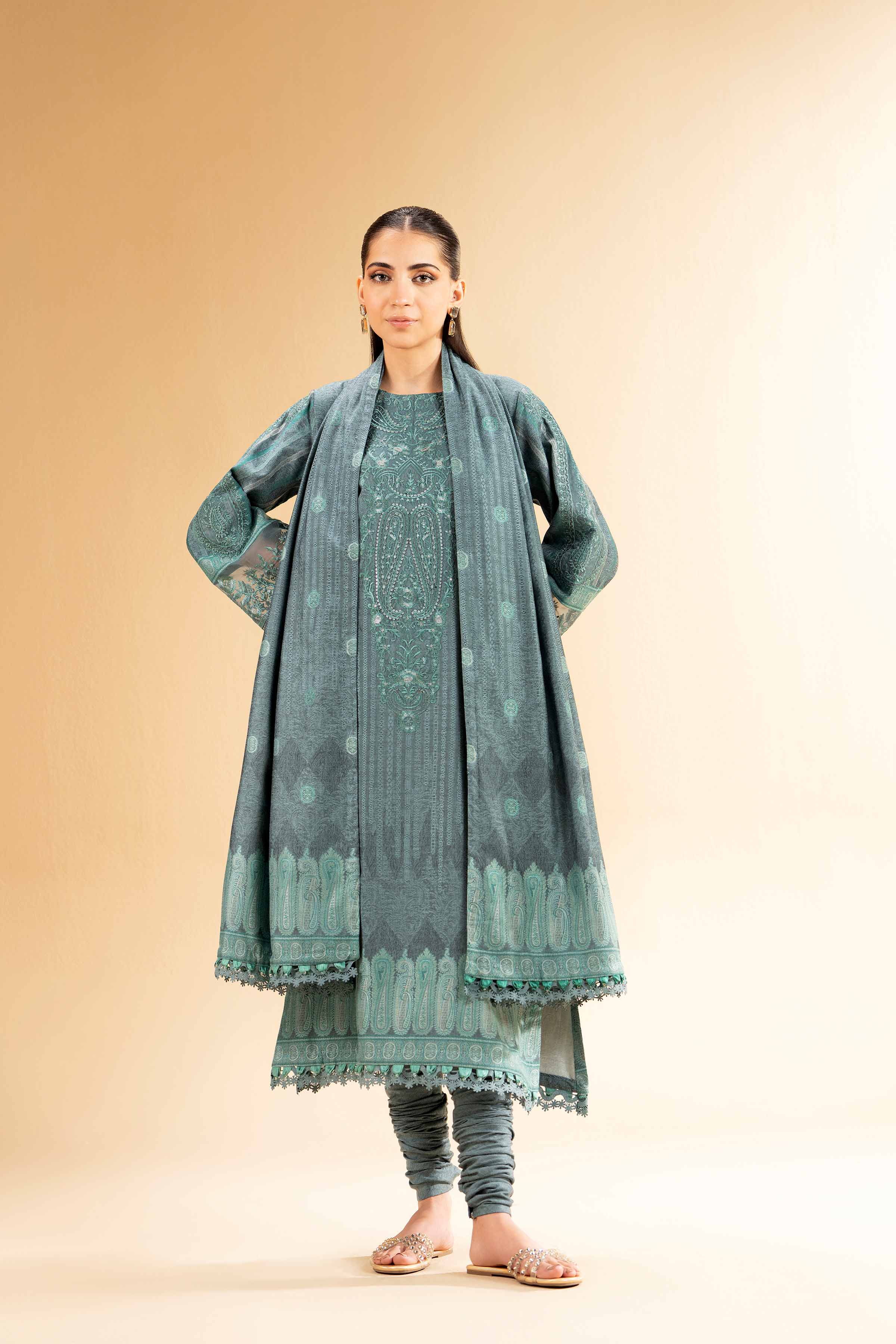 3 Piece - Jacquard Embroidered Suit - 42501405 for Women - Unstitched Collection | Nishat | Shop Online