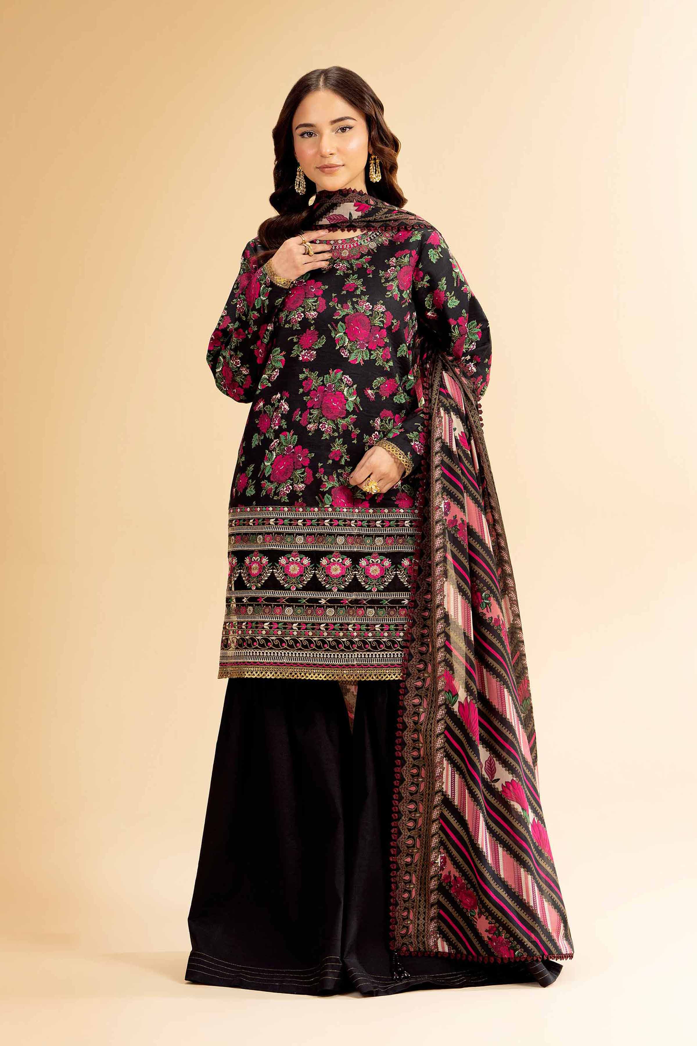 3 Piece - Gold Printed Embroidered Suit - 42501417 for Women - Unstitched Collection | Nishat | Shop Online