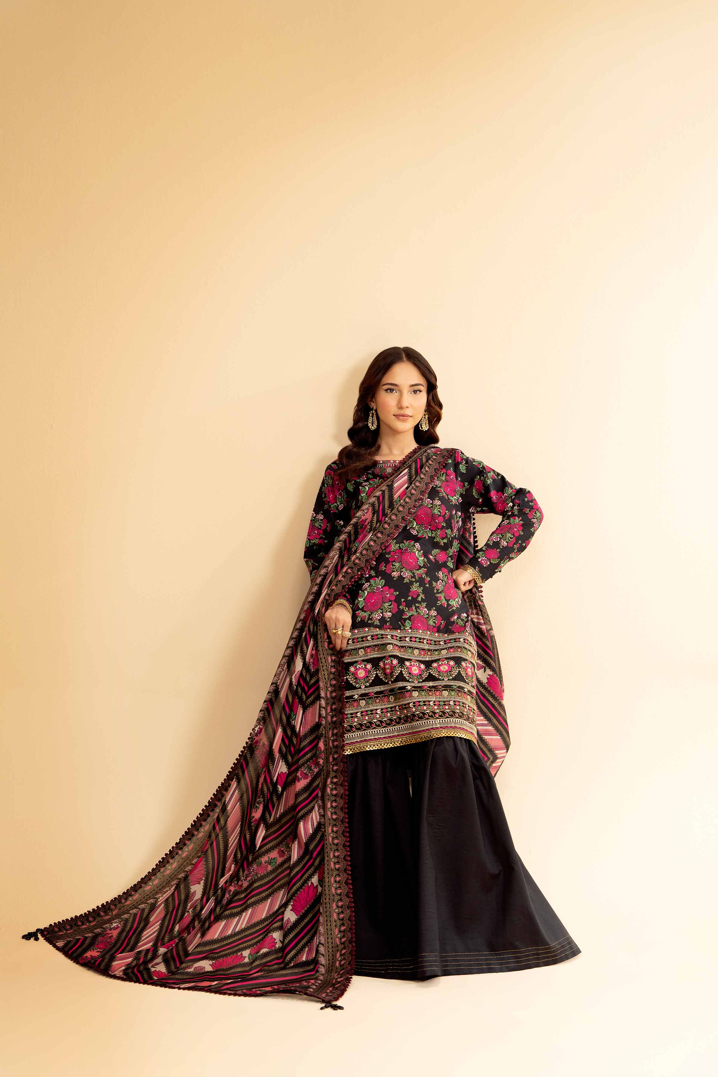 3 Piece - Gold Printed Embroidered Suit - 42501417 for Women - Unstitched Collection | Nishat | Shop Online