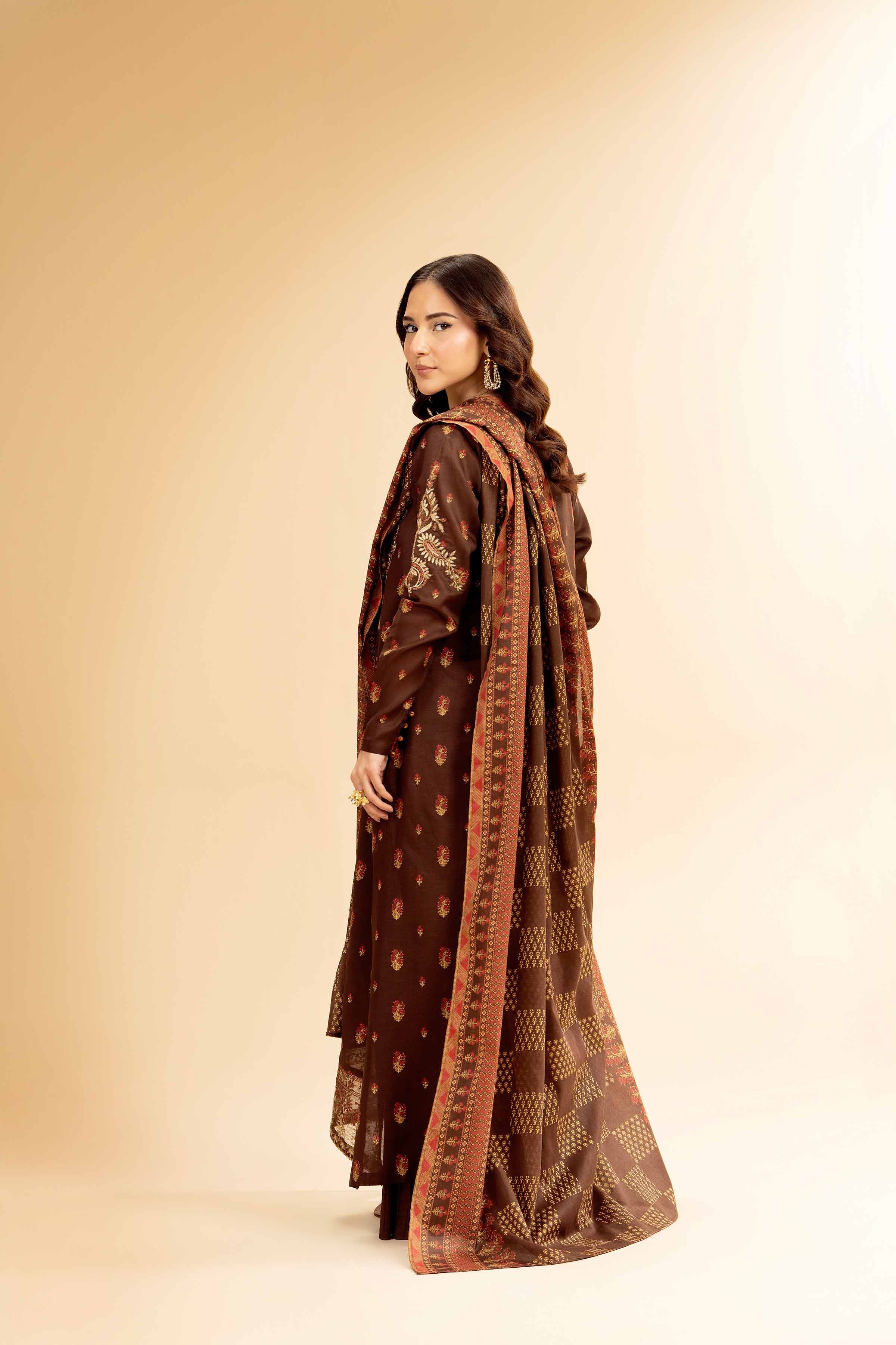 3 Piece - Gold Printed Embroidered Suit - 42501418 for Women - Unstitched Collection | Nishat | Shop Online