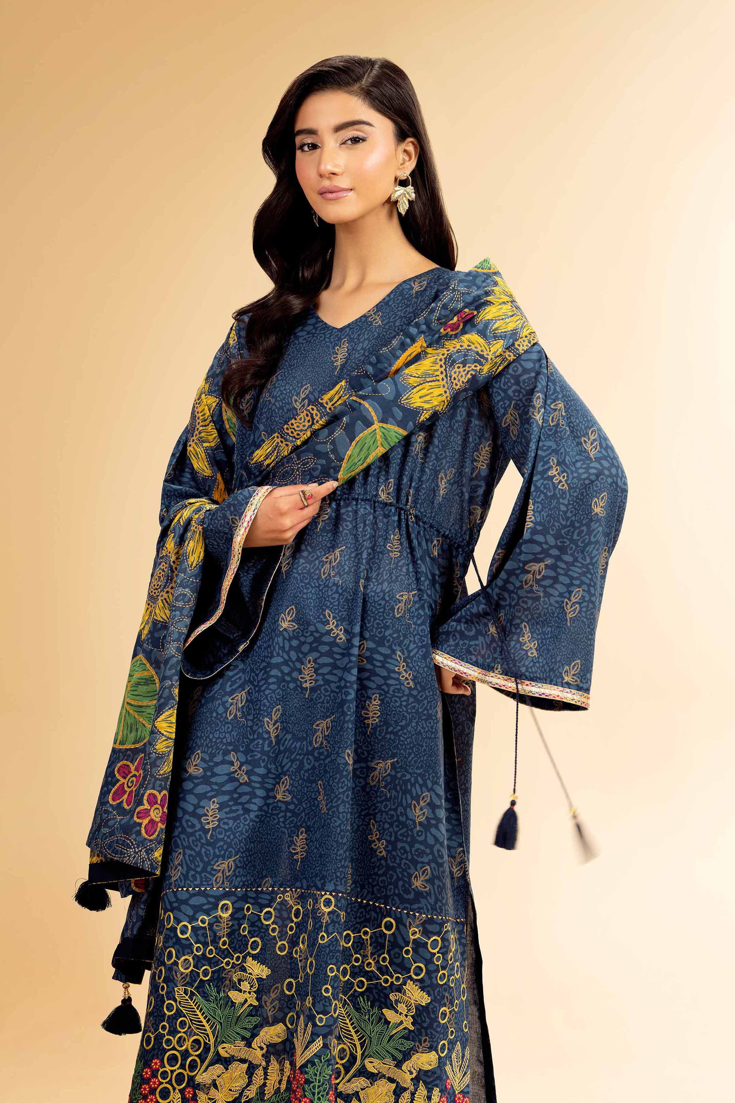 3 Piece - Gold Printed Embroidered Suit - 42501419 for Women - Unstitched Collection | Nishat | Shop Online