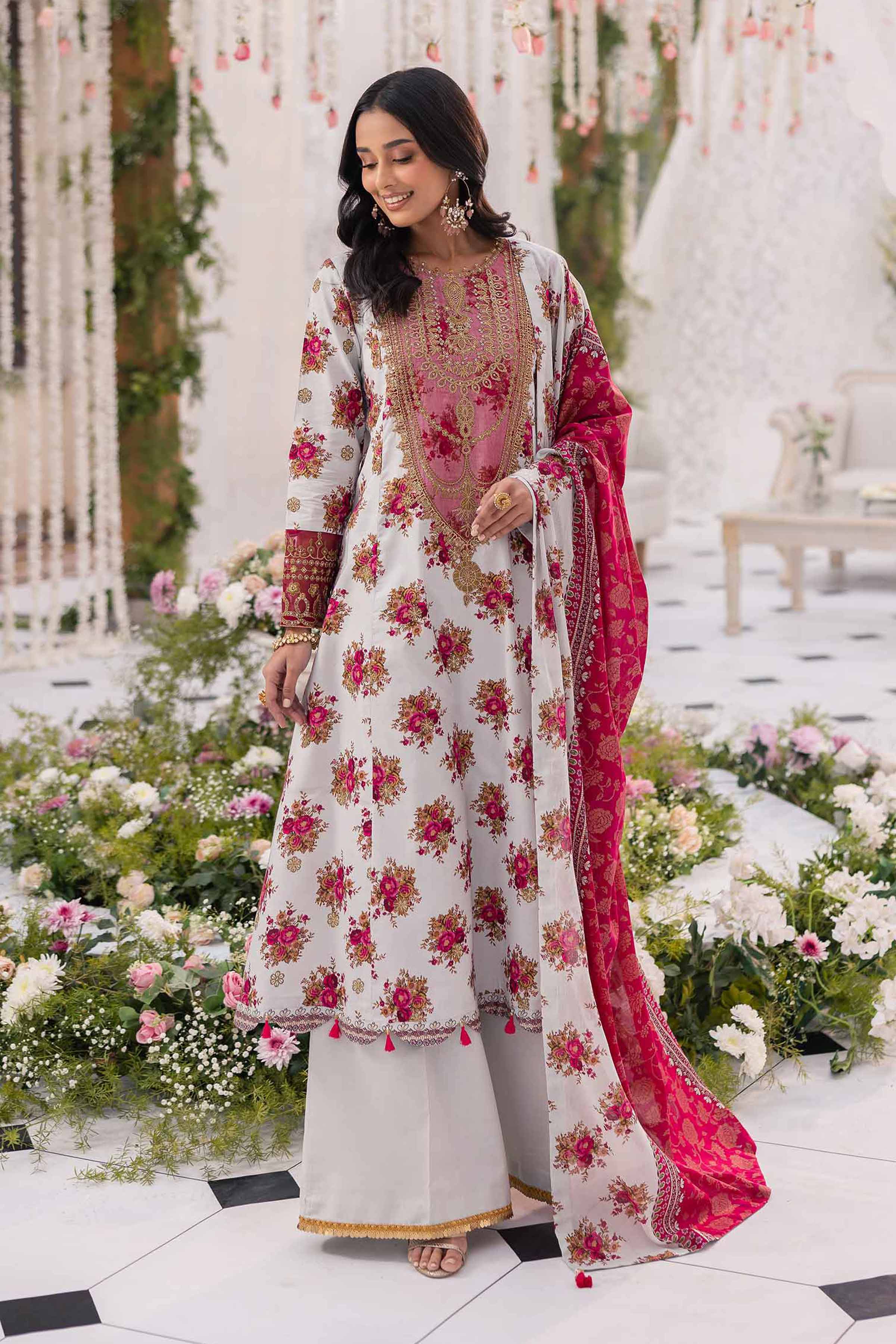 3 Piece - Gold Printed Embroidered Suit - 42501422 for Women - Unstitched Collection | Nishat | Shop Online
