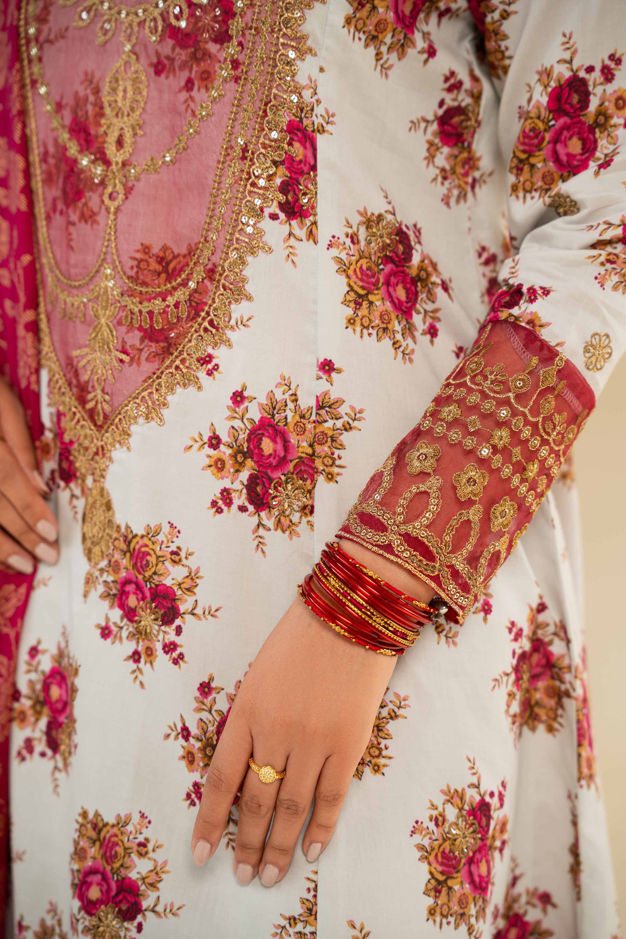 3 Piece - Gold Printed Embroidered Suit - 42501422 for Women - Unstitched Collection | Nishat | Shop Online