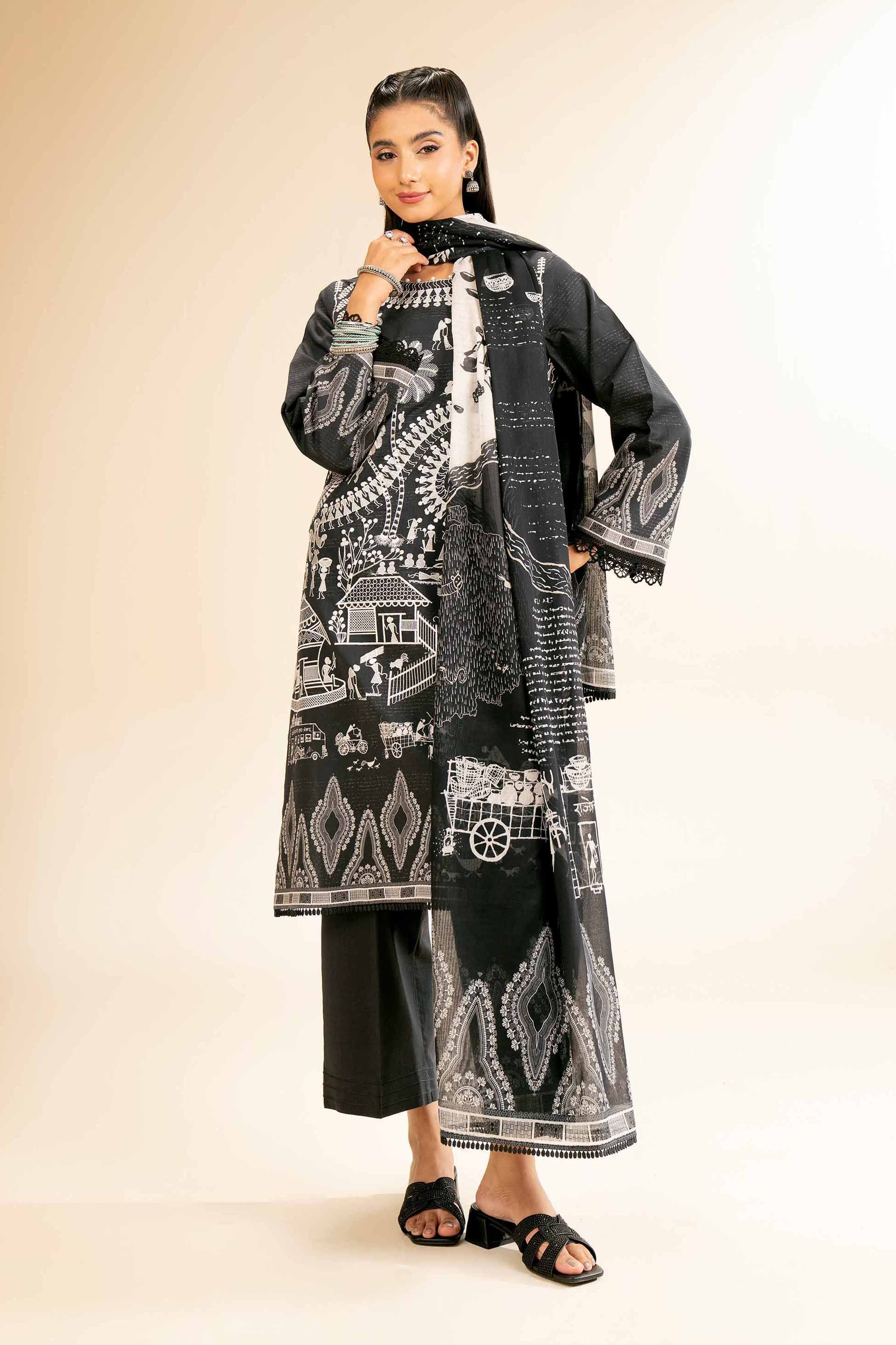 3 Piece - Digital Printed Embroidered Suit - 42501435 for Women - Unstitched Collection | Nishat | Shop Online