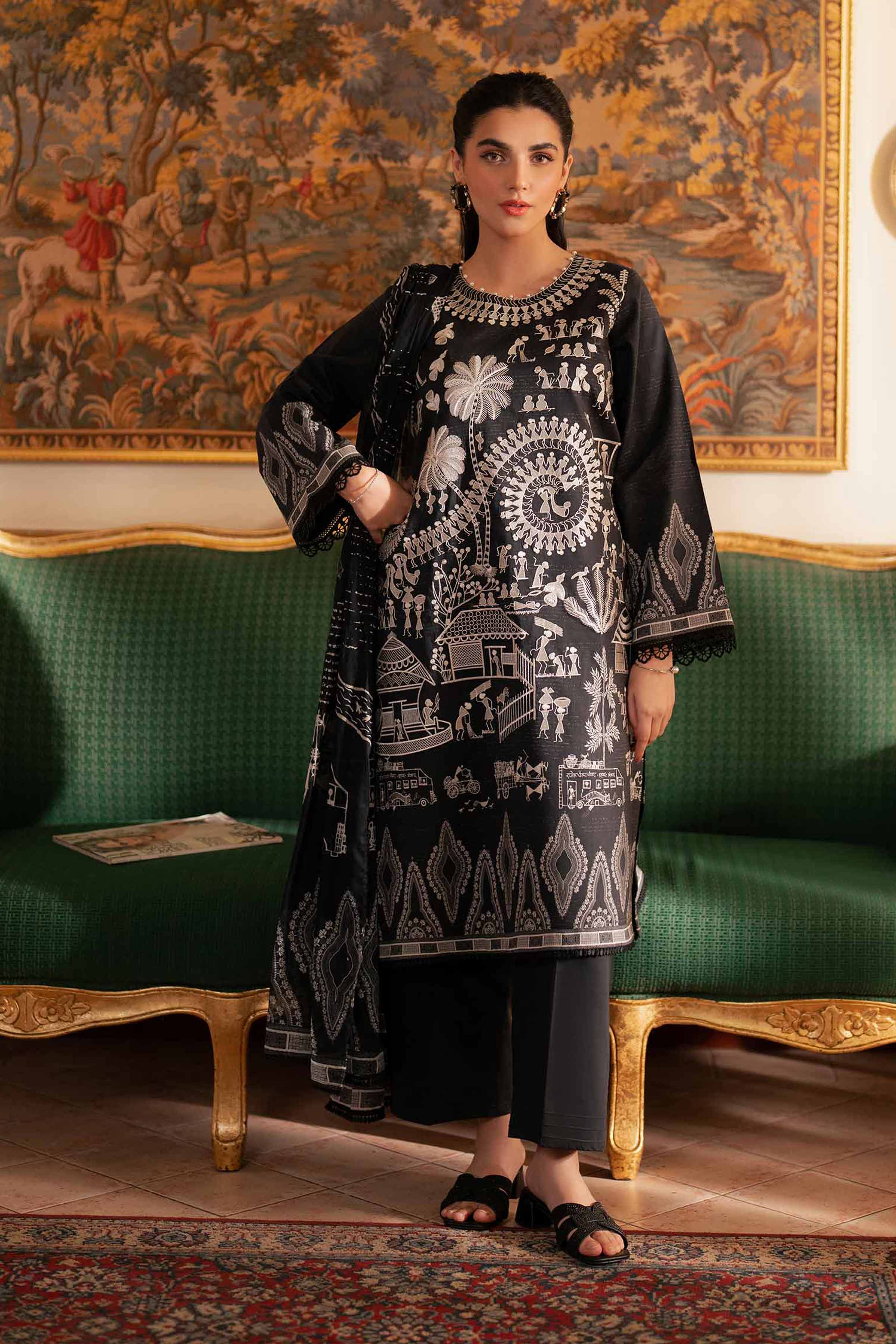 3 Piece - Digital Printed Embroidered Suit - 42501435 for Women - Unstitched Collection | Nishat | Shop Online
