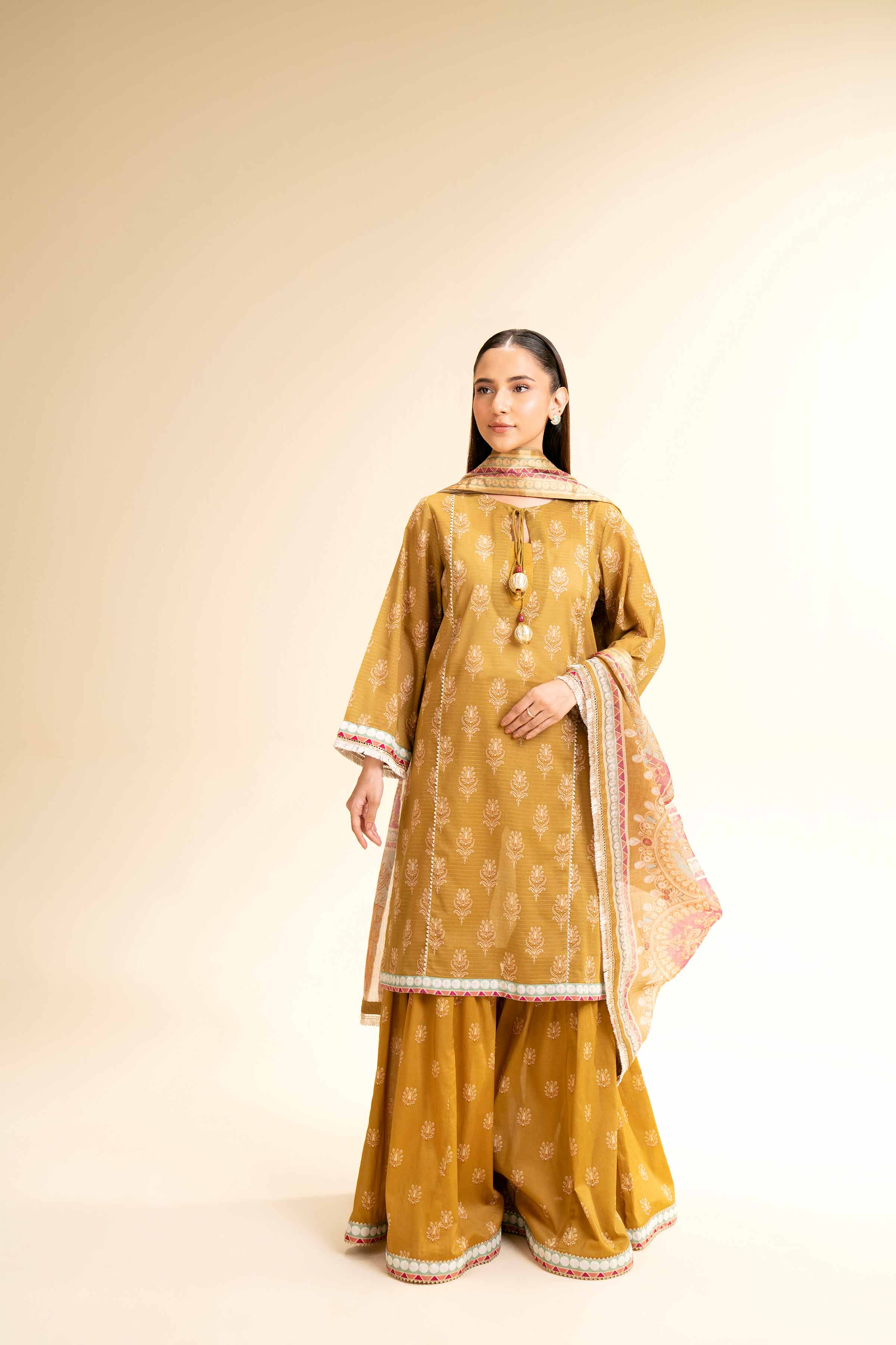 3 Piece - Printed With Gotta Laces Suit - 42501447 for Women - Unstitched Collection | Nishat | Shop Online