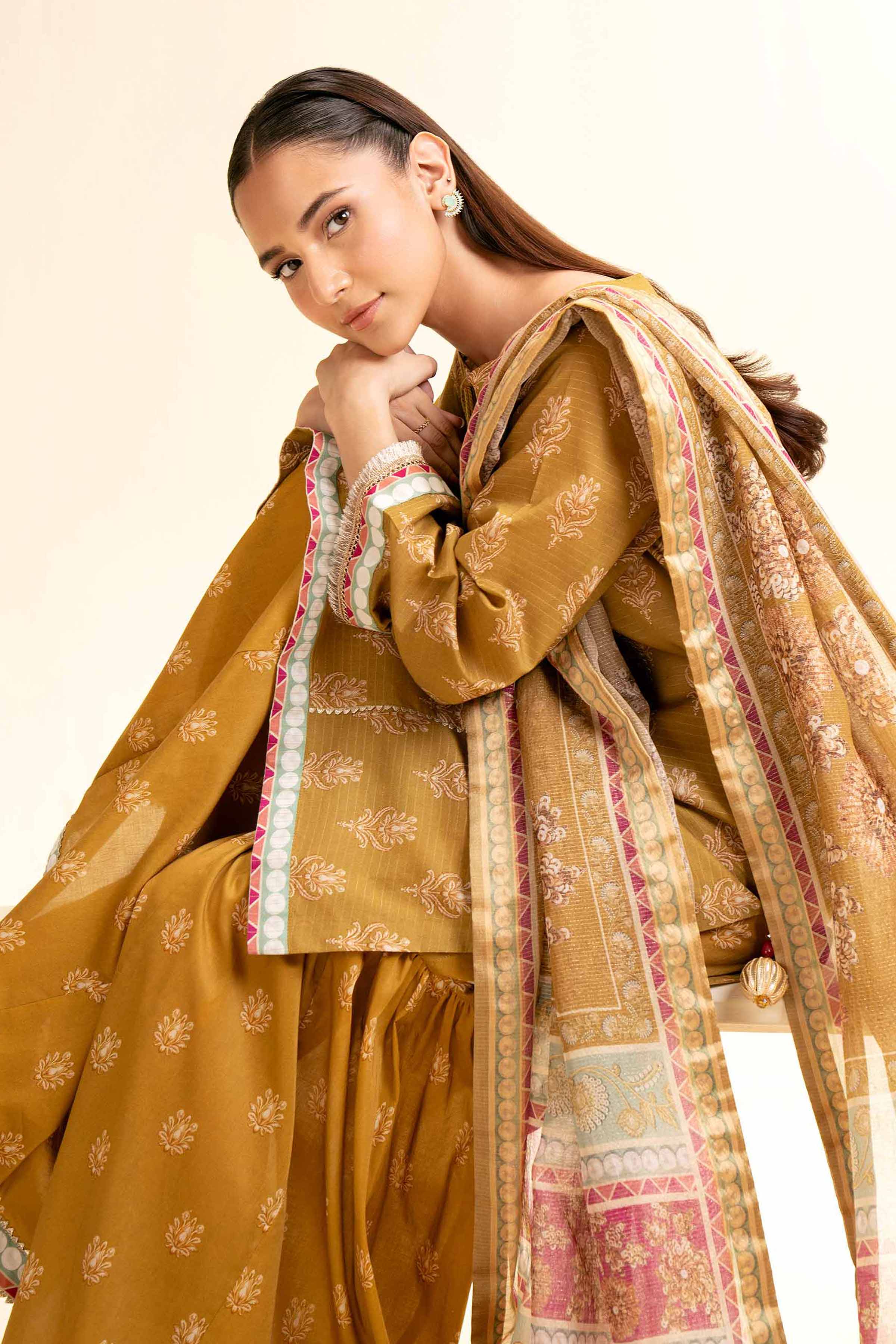3 Piece - Printed With Gotta Laces Suit - 42501447 for Women - Unstitched Collection | Nishat | Shop Online