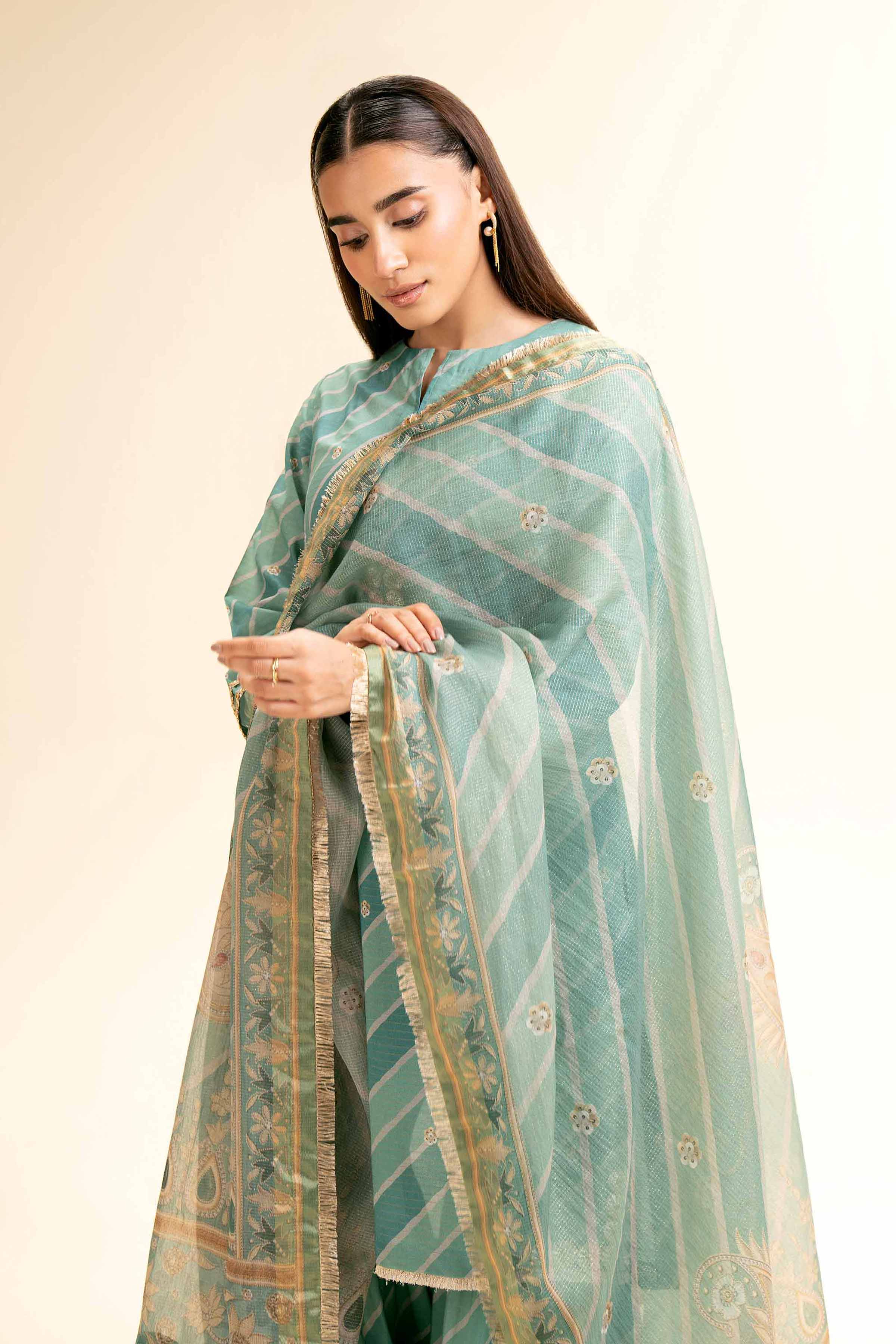 3 Piece - Printed With Gotta Laces Suit - 42501451 for Women - Unstitched Collection | Nishat | Shop Online