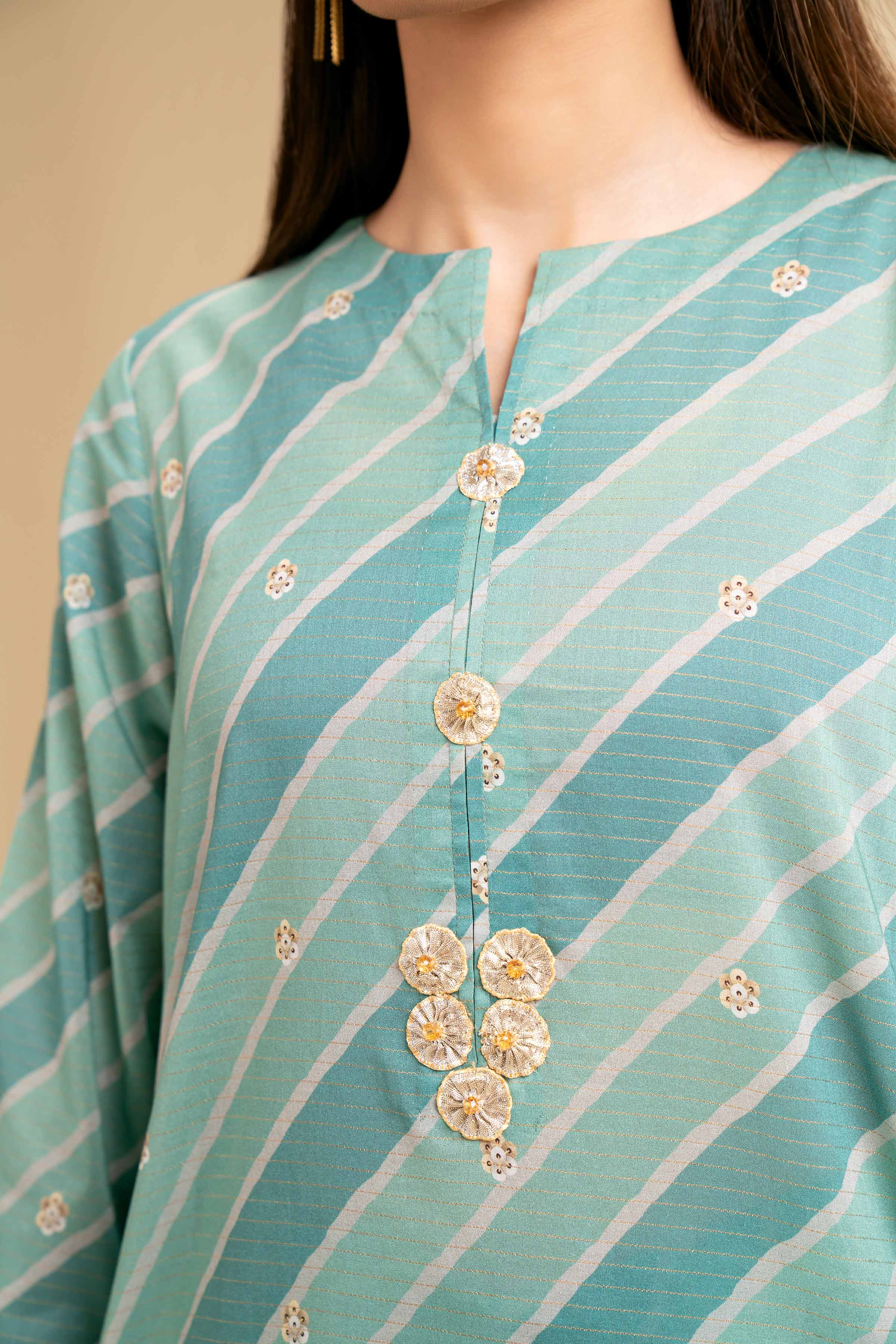 3 Piece - Printed With Gotta Laces Suit - 42501451 for Women - Unstitched Collection | Nishat | Shop Online