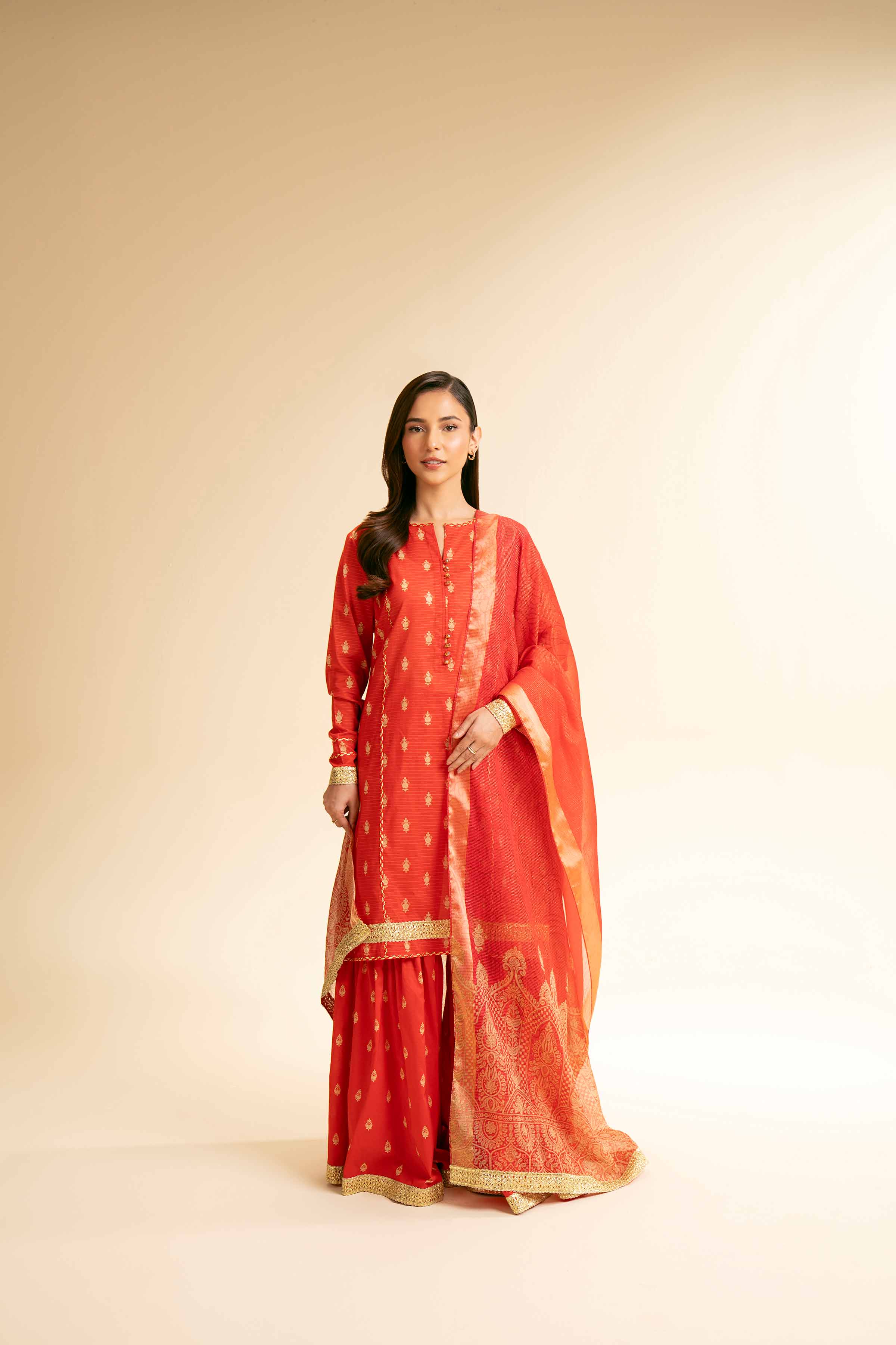 3 Piece - Printed With Gotta Laces Suit - 42501452 for Women - Unstitched Collection | Nishat | Shop Online