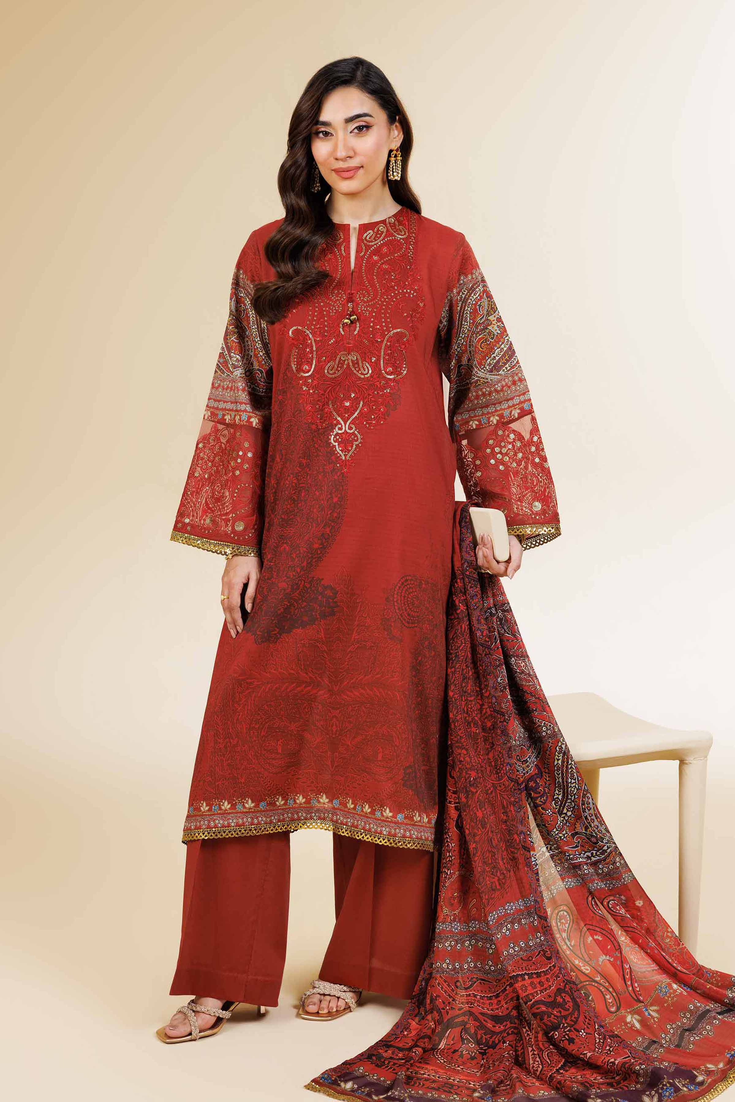 3 Piece - Digital Printed Embroidered Suit - 42501482 for Women - Unstitched Collection | Nishat | Shop Online