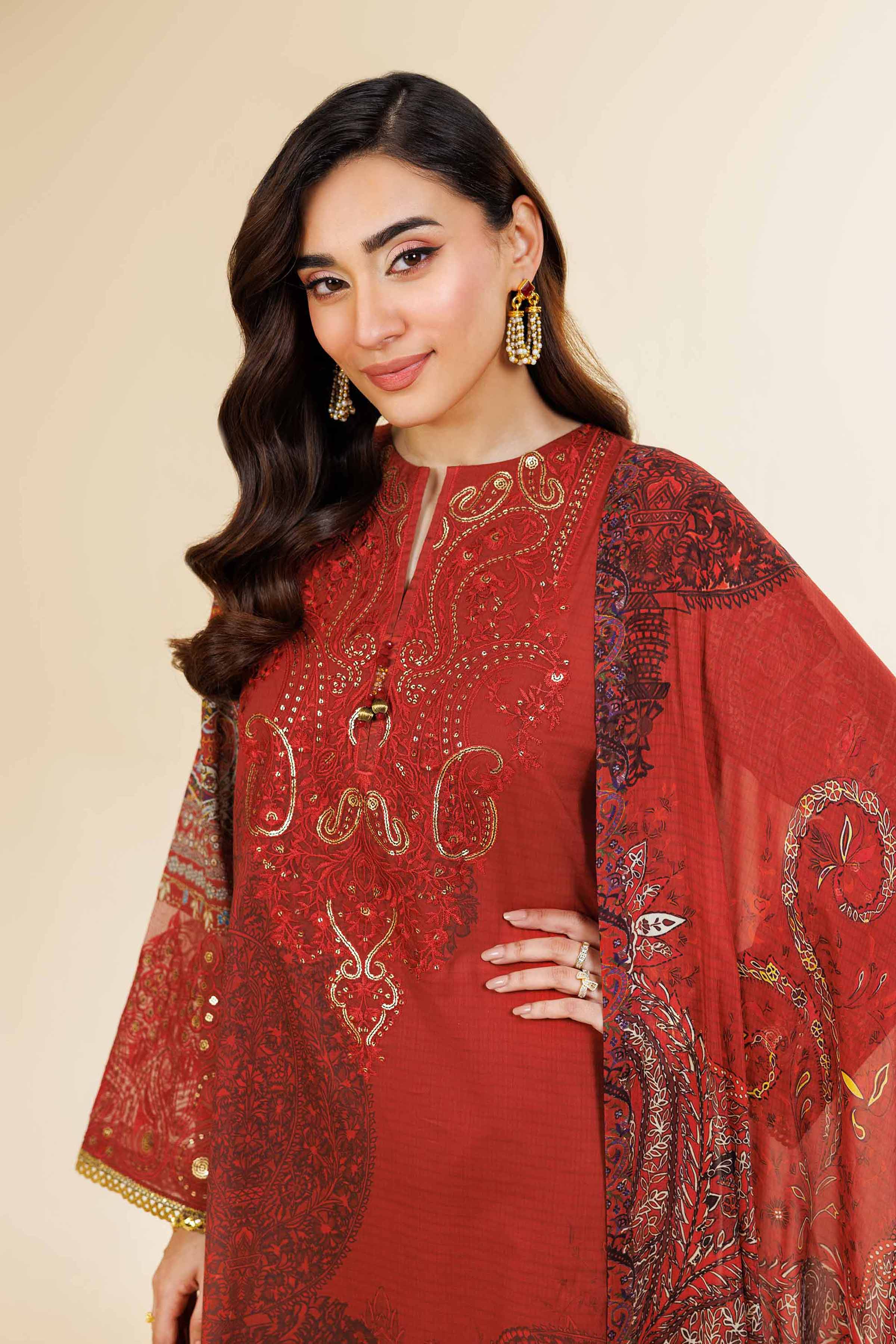 3 Piece - Digital Printed Embroidered Suit - 42501482 for Women - Unstitched Collection | Nishat | Shop Online