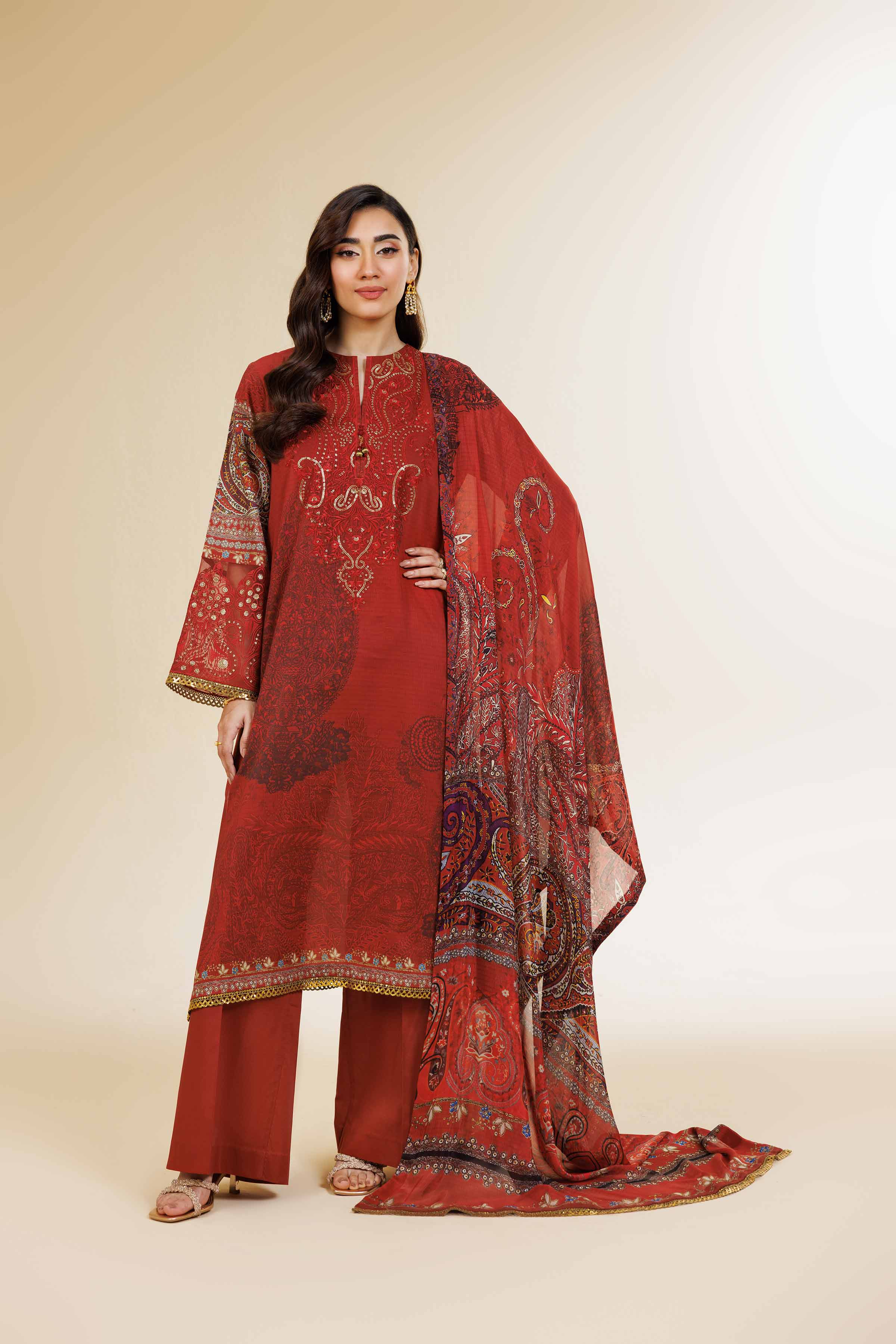 3 Piece - Digital Printed Embroidered Suit - 42501482 for Women - Unstitched Collection | Nishat | Shop Online
