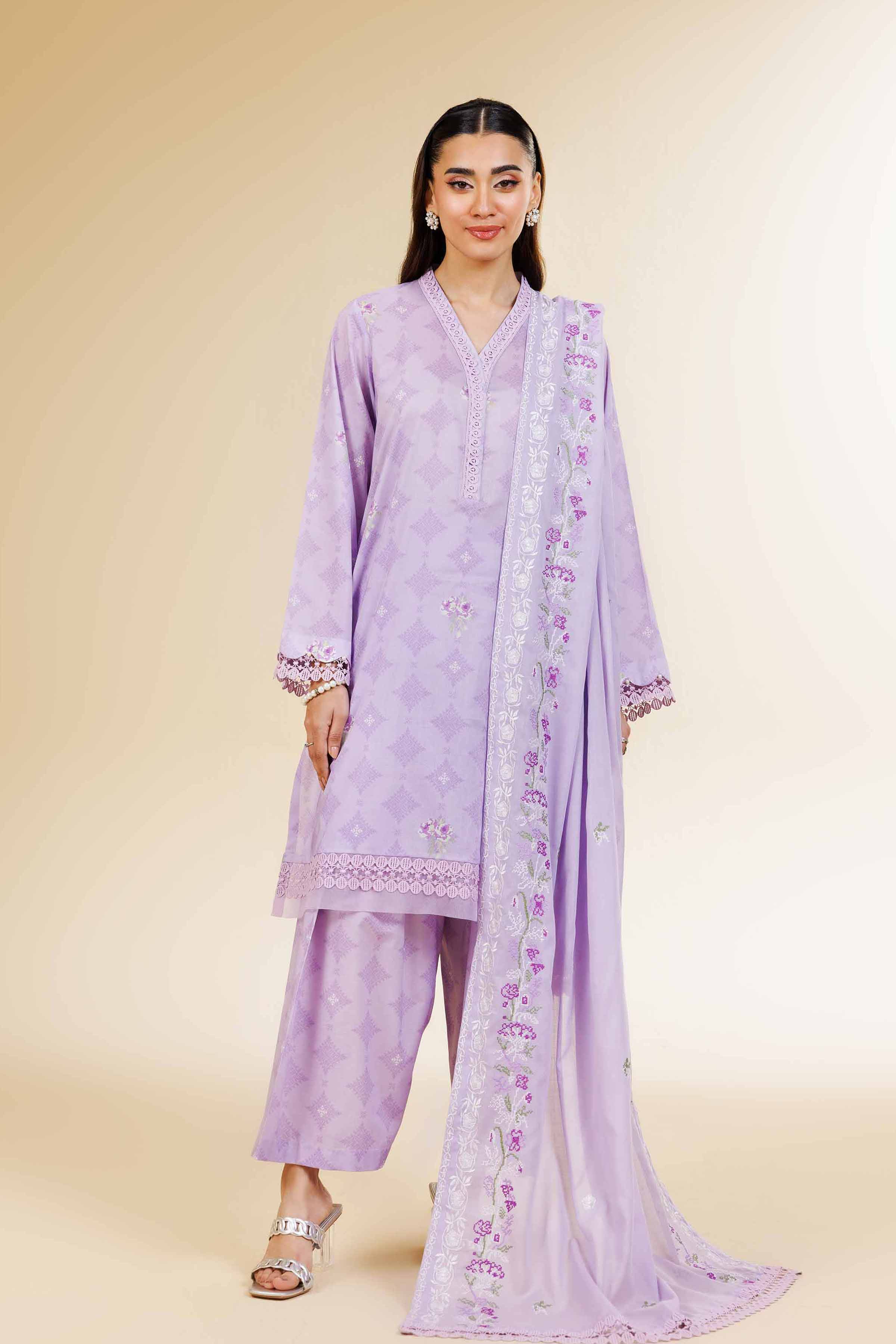 3 Piece - Printed Embroidered Suit - 42501504 for Women - Unstitched Collection | Nishat | Shop Online
