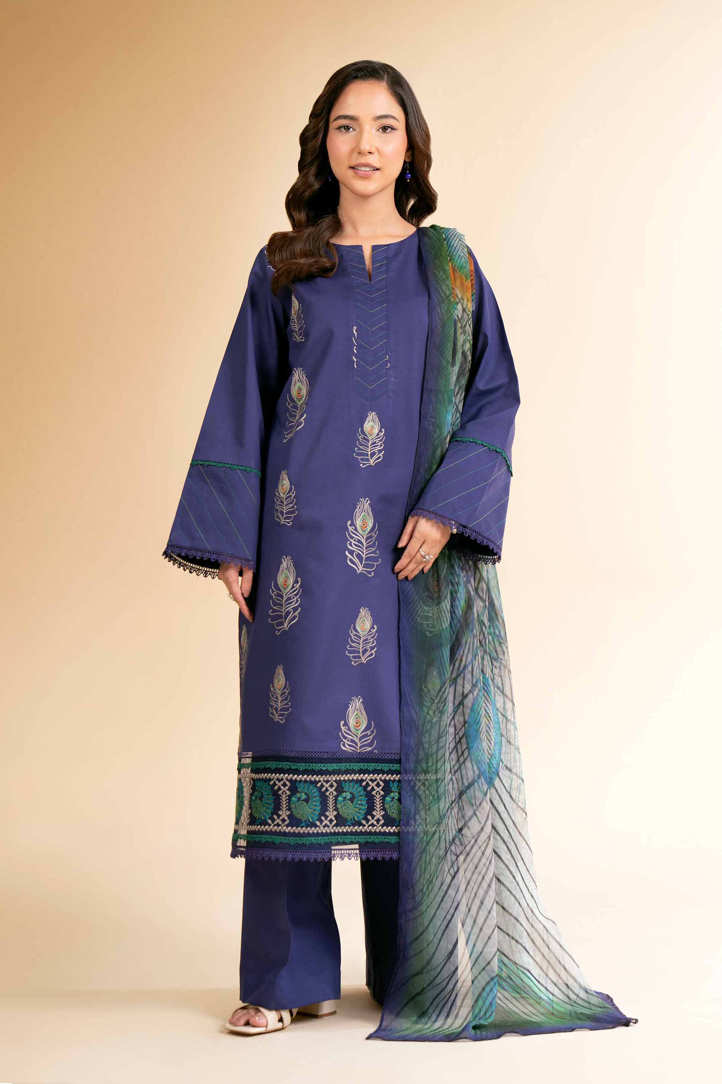 3 Piece - Digital Printed Embroidered Suit - 42501609 for Women - Unstitched Collection | Nishat | Shop Online