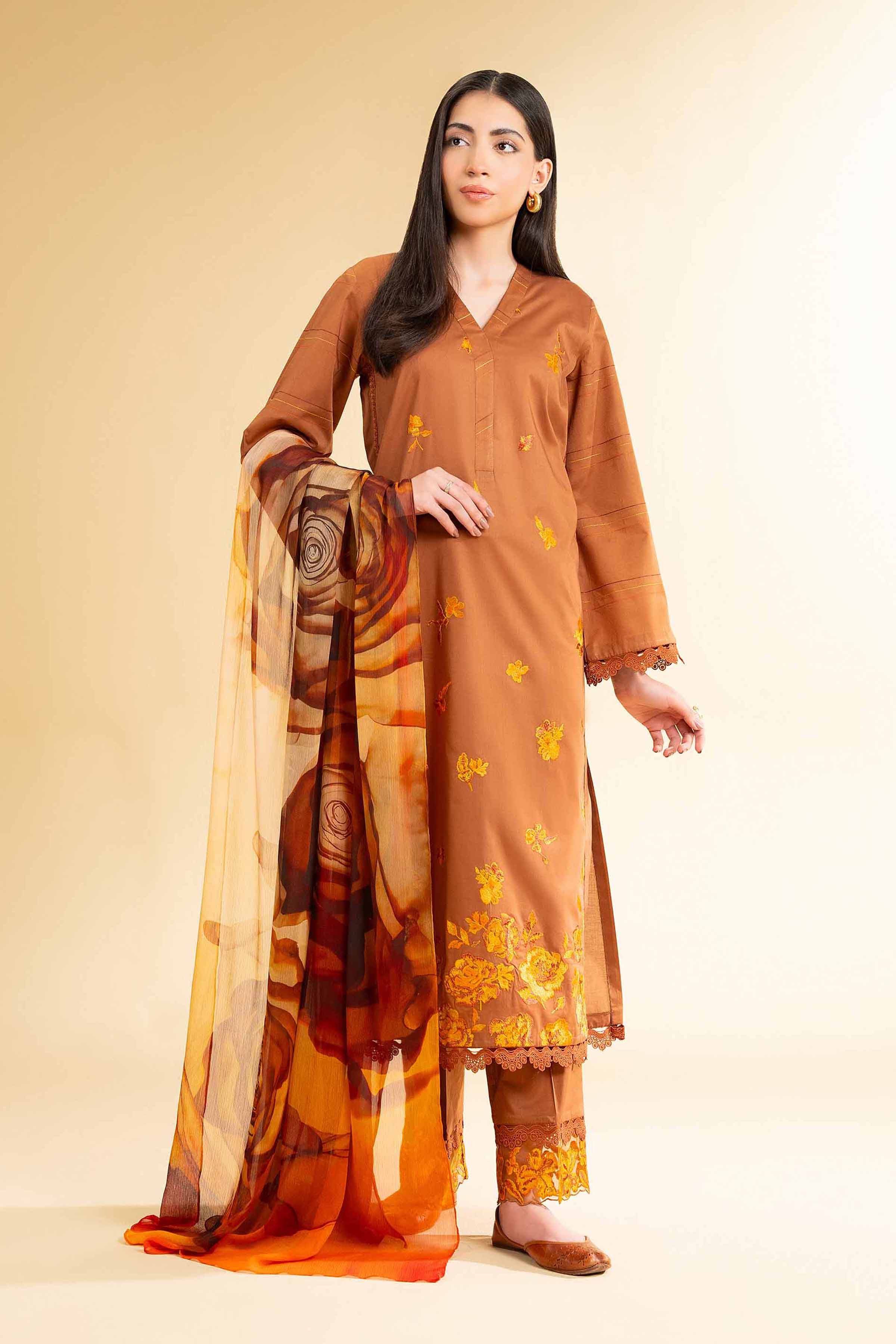 3 Piece - Digital Printed Embroidered Suit - 42501616 for Women - Unstitched Collection | Nishat | Shop Online