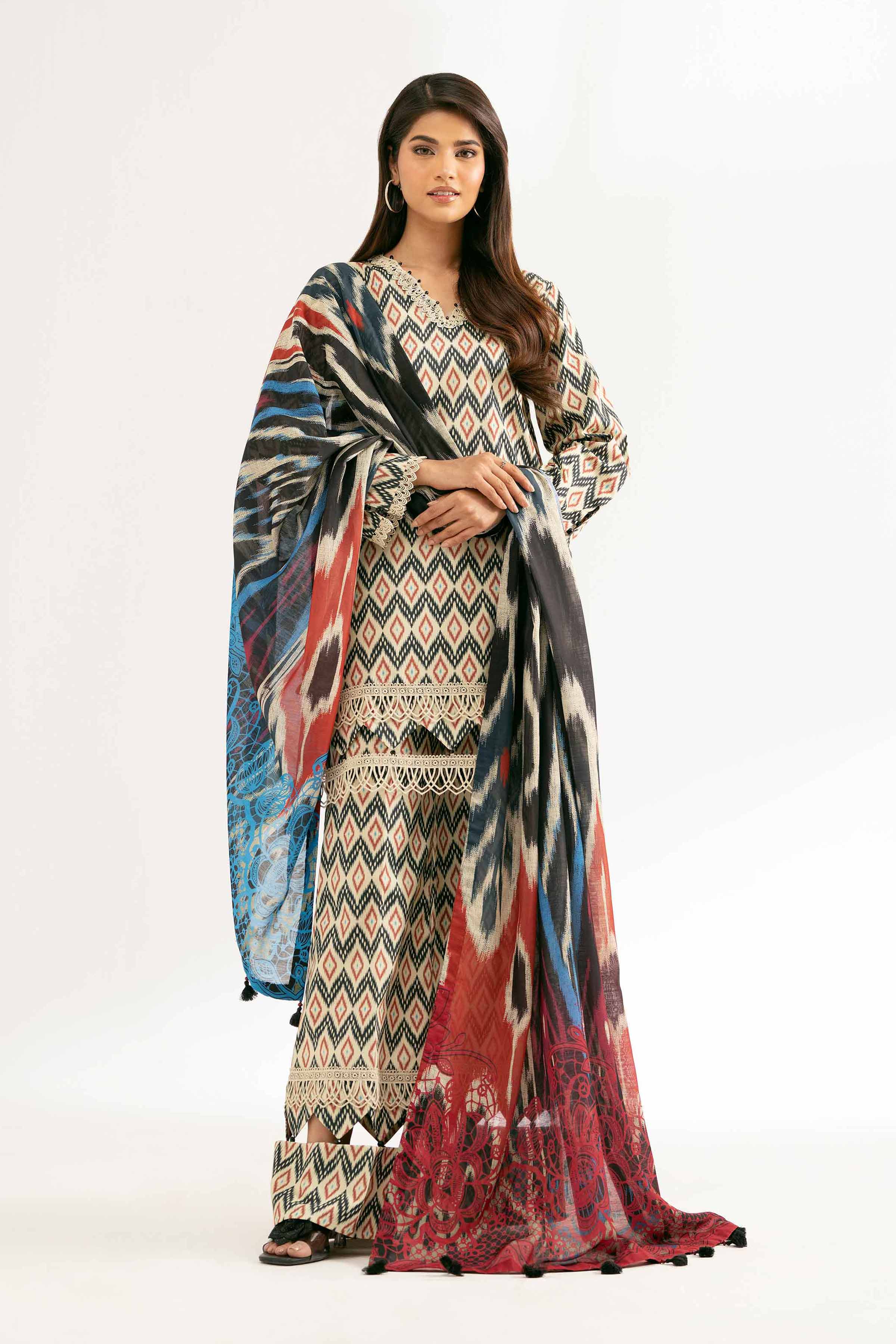 3 Piece - Digital Printed Embroidered Suit - 42501619 for Women - Unstitched Collection | Nishat | Shop Online