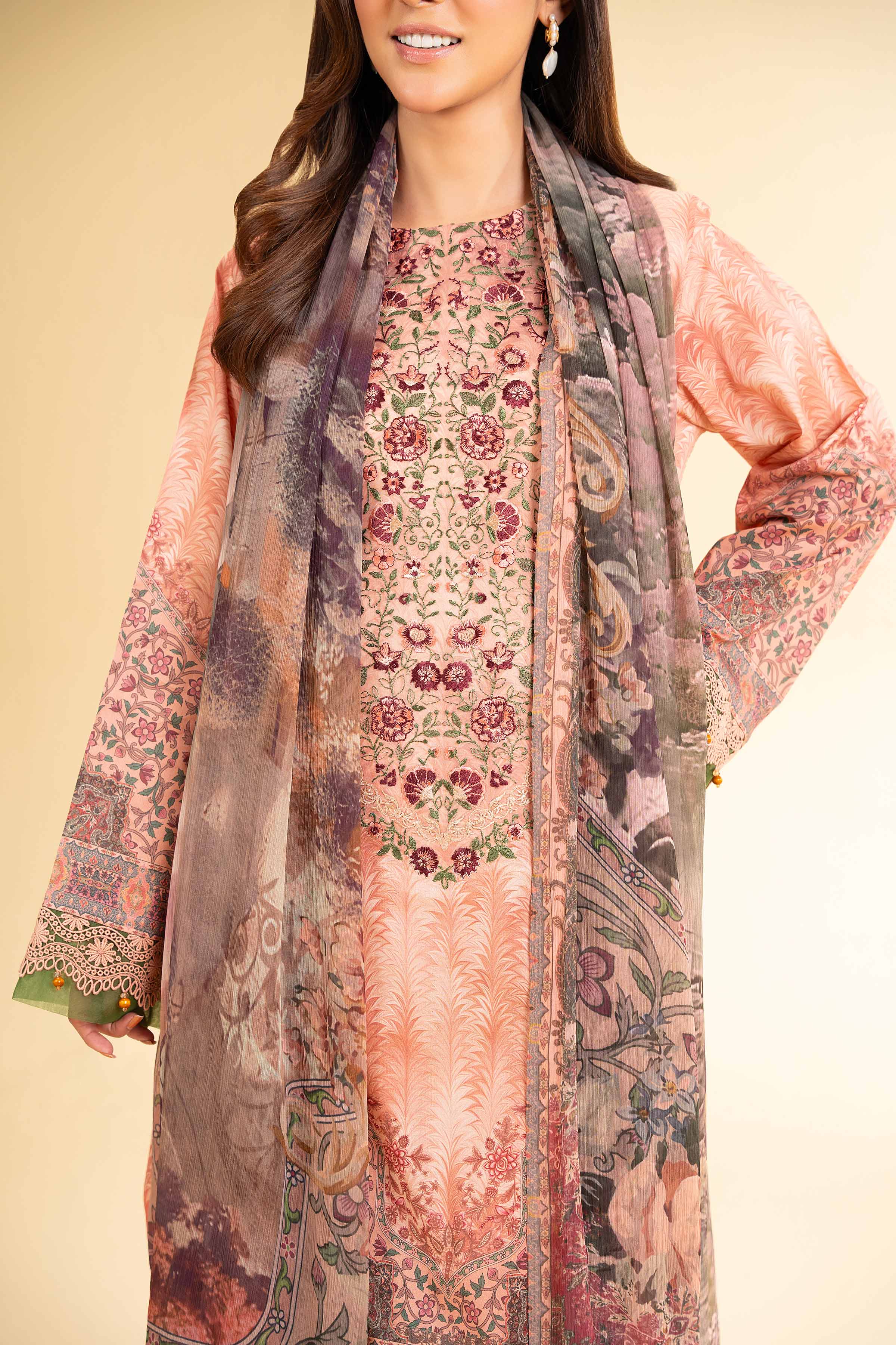 3 Piece - Digital Printed Embroidered Suit - 42501642 for Women - Unstitched Collection | Nishat | Shop Online