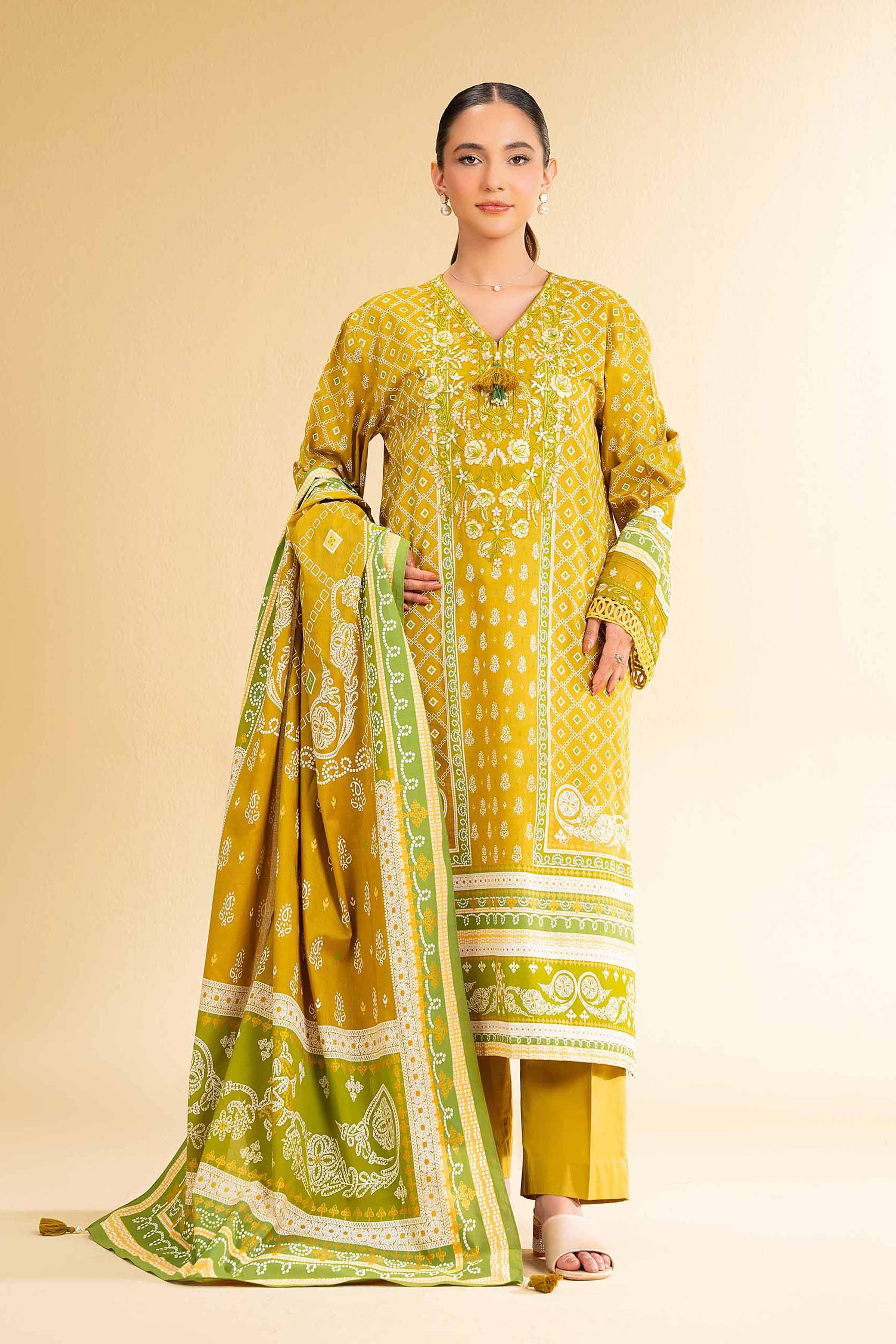 3 Piece - Flatbed Paste Embroidered Suit - 42501659 for Women - Unstitched Collection | Nishat | Shop Online