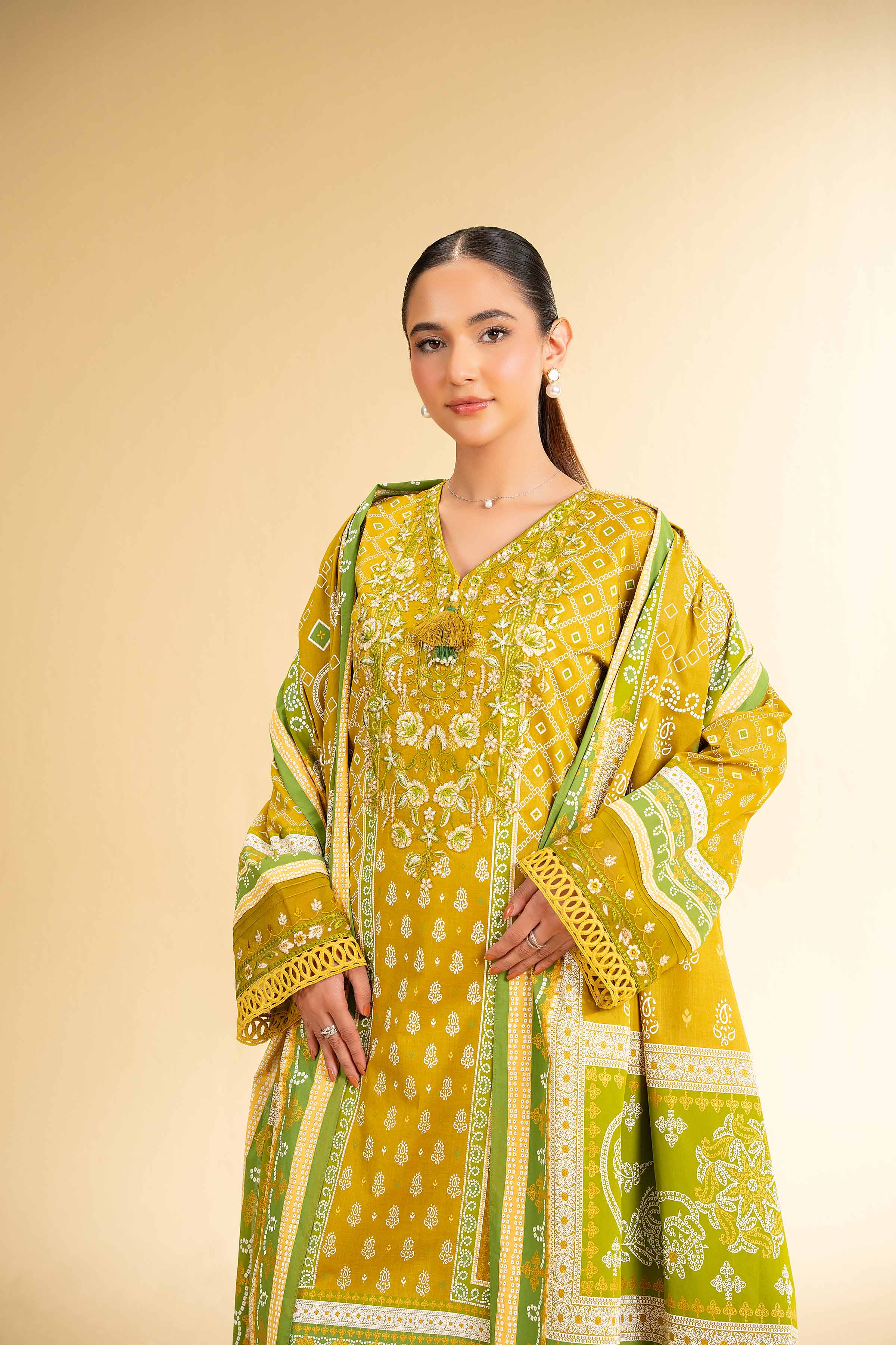 3 Piece - Flatbed Paste Embroidered Suit - 42501659 for Women - Unstitched Collection | Nishat | Shop Online