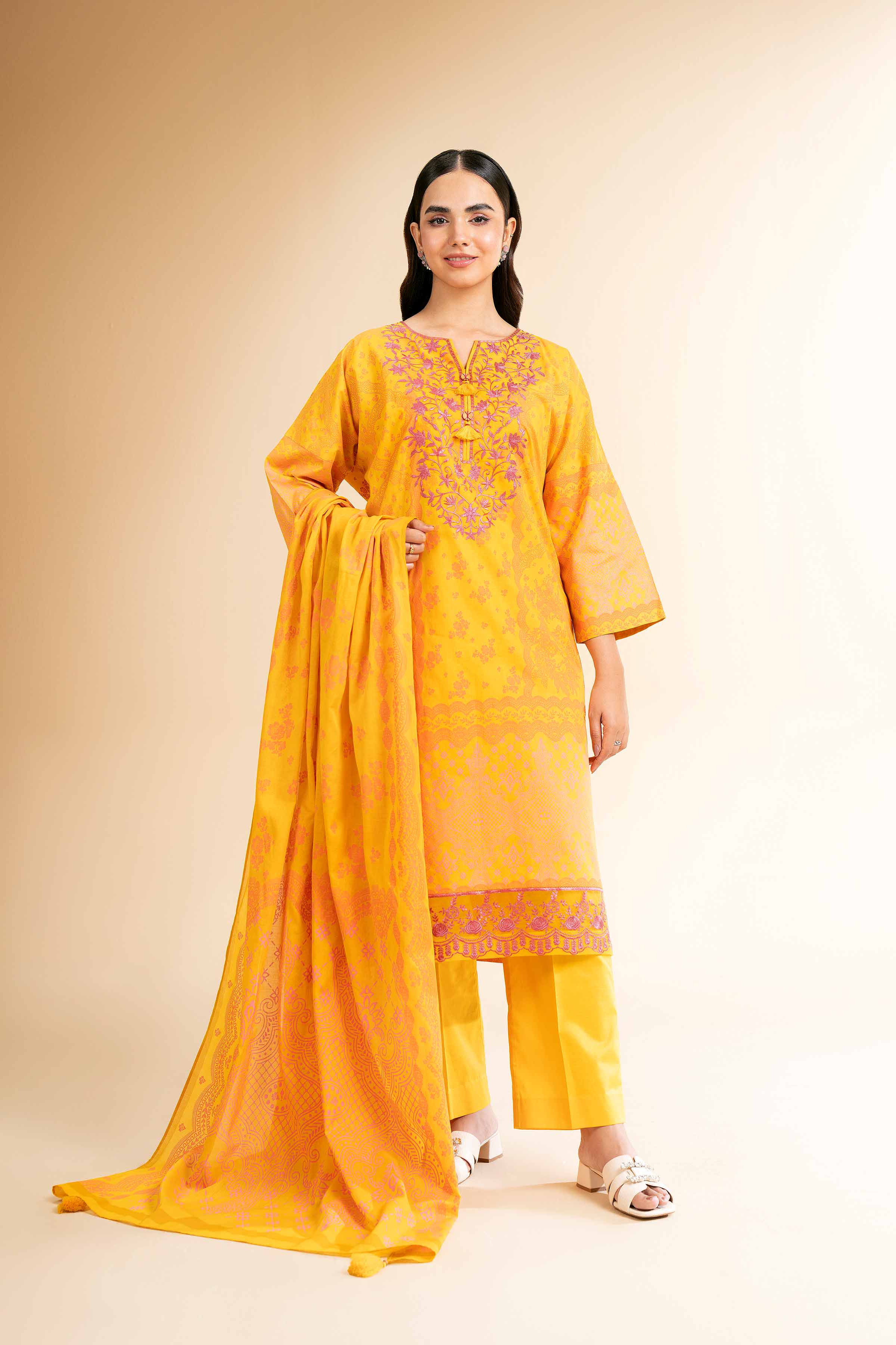 3 Piece - Flatbed Paste Embroidered Suit - 42501661 for Women - Unstitched Collection | Nishat | Shop Online