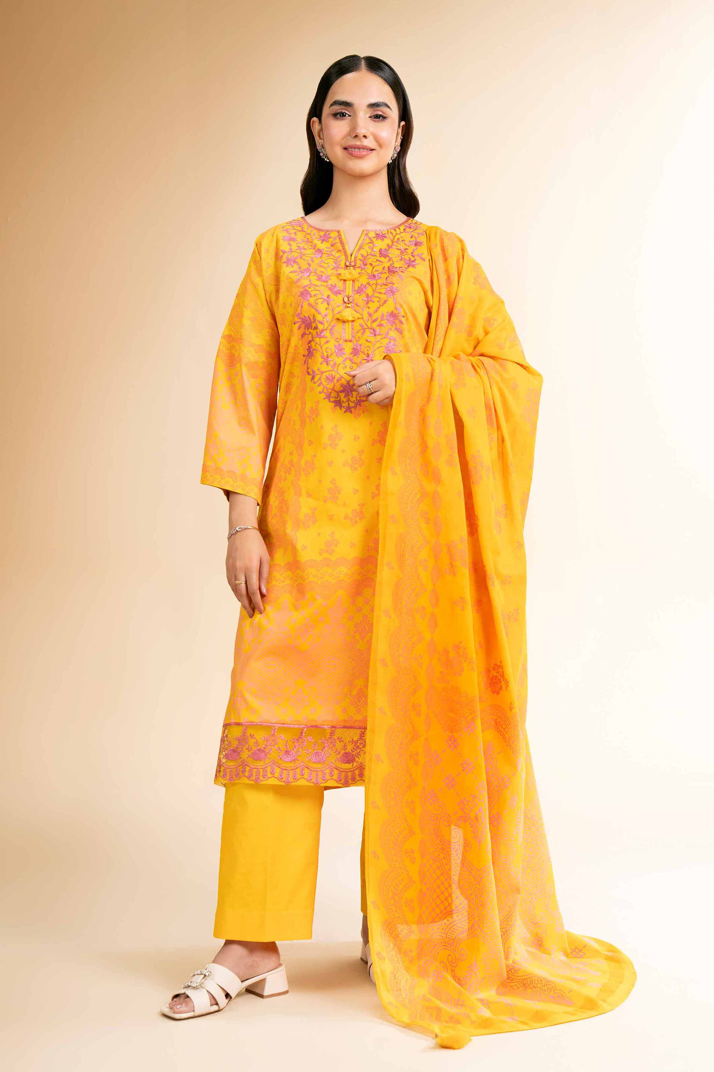 3 Piece - Flatbed Paste Embroidered Suit - 42501661 for Women - Unstitched Collection | Nishat | Shop Online