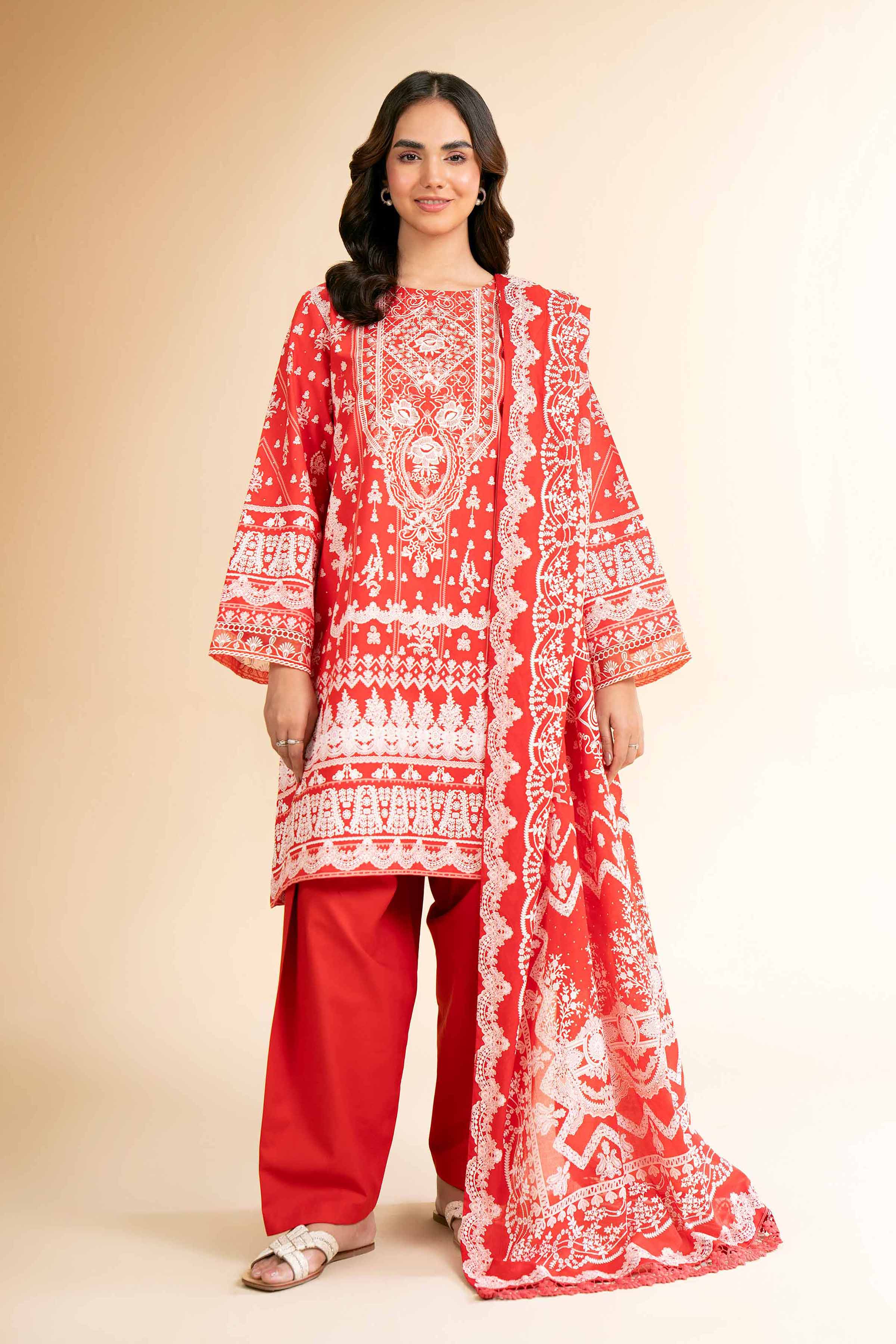 3 Piece - Flatbed Paste Embroidered Suit - 42501662 for Women - Unstitched Collection | Nishat | Shop Online
