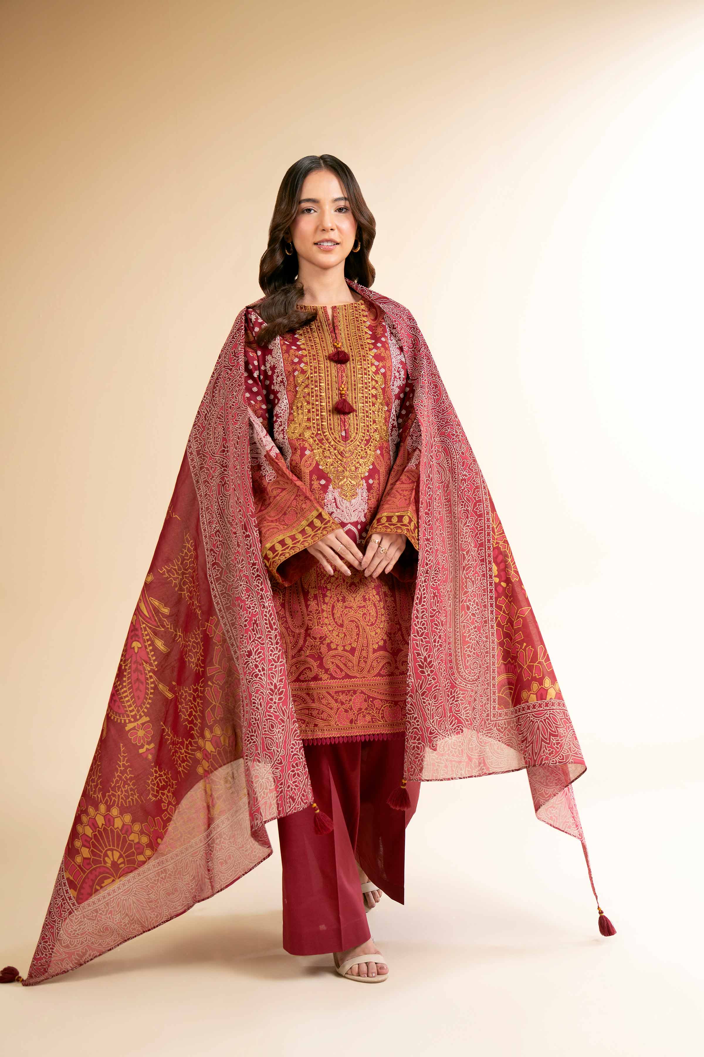 3 Piece - Flatbed Paste Embroidered Suit - 42501663 for Women - Unstitched Collection | Nishat | Shop Online