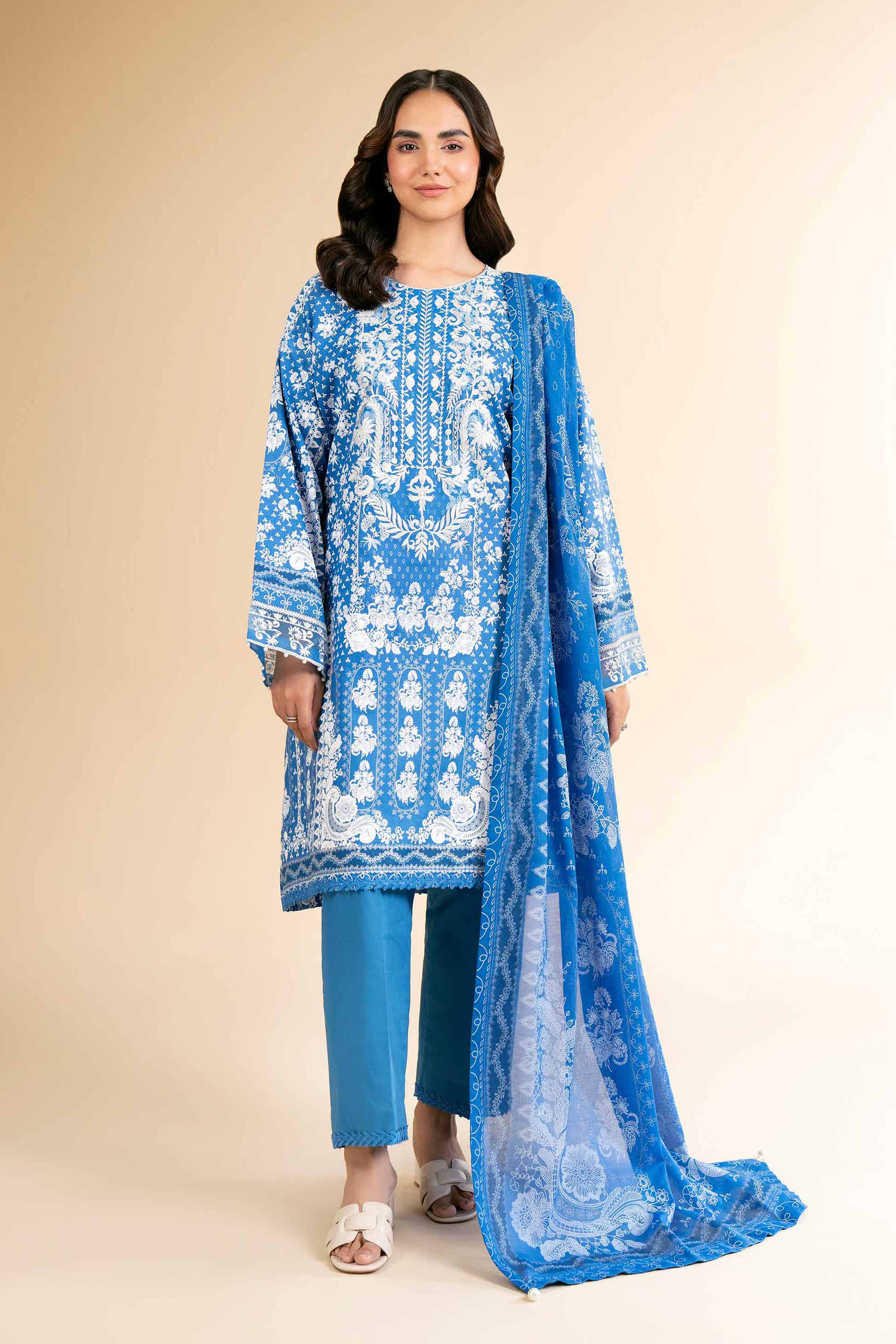 3 Piece - Flatbed Paste Embroidered Suit - 42501664 for Women - Unstitched Collection | Nishat | Shop Online